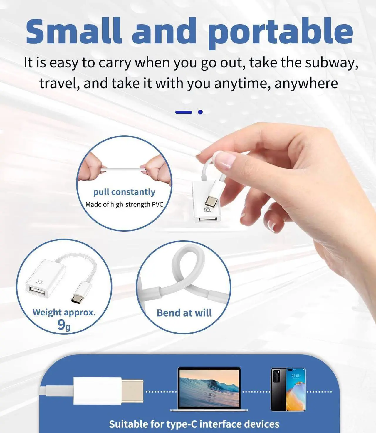 Alt view image 2 of 7 - USB-C to USB A Adapter 3.0 OTG Converter Accessories Type Thunderbolt Mouse Port Hub Cable Adaptador Compatible for Samsung for MacBook Pro for IPhone15 Pro Max Plus ipad 10Air4/5Mini6Pro