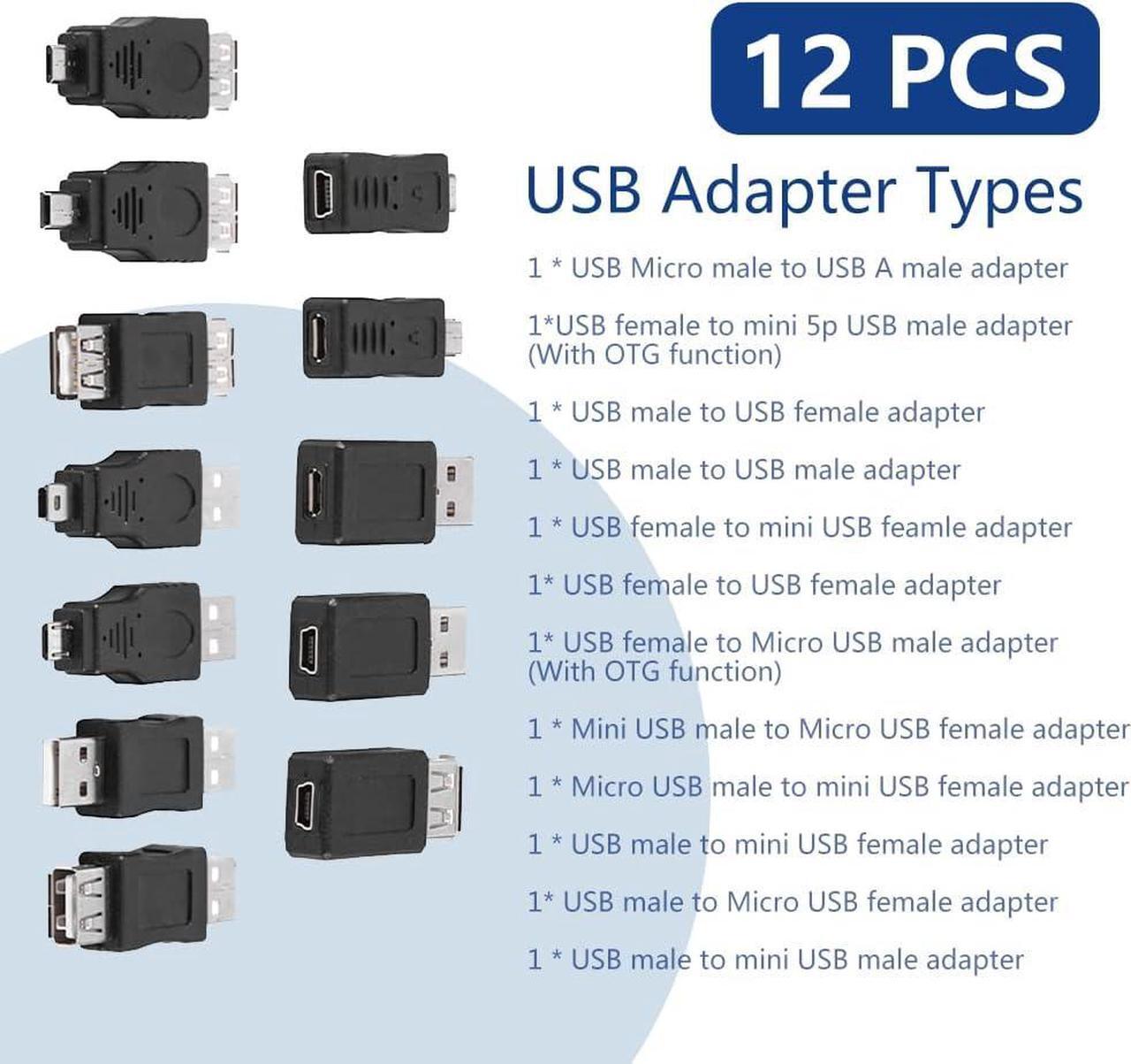Alt view image 2 of 7 - 12PCS USB OTG Adapter Multiple USB2.0 Male to Female Adapter Micro USB Converter Adapter Kit for Computer Tablet PC Mobile Phone