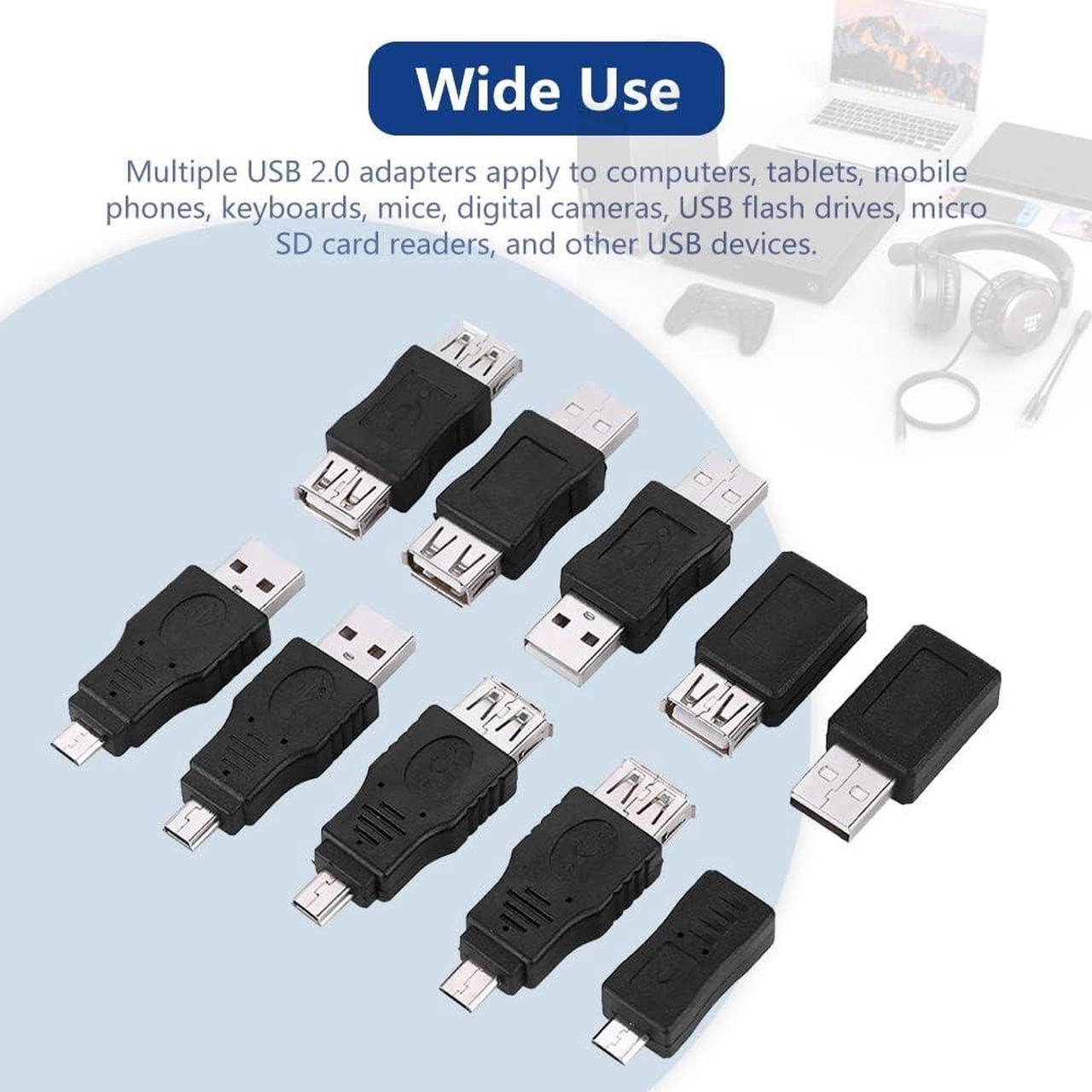 Alt view image 3 of 7 - 12PCS USB OTG Adapter Multiple USB2.0 Male to Female Adapter Micro USB Converter Adapter Kit for Computer Tablet PC Mobile Phone