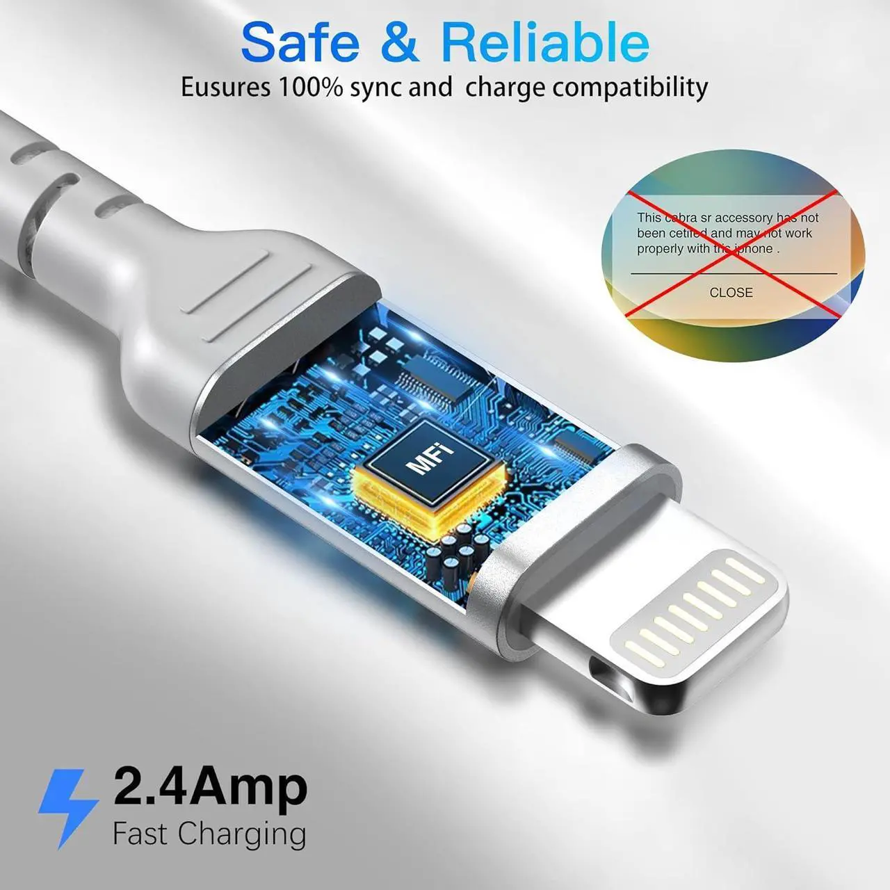 Alt view image 3 of 6 - 1ft iPhone Charging Cable Short 3 Pack USB A to Lightning Cord Fast Charging Compatible with Apple iPhone 14 13 12 11 Pro Max Xs X 8 7 Plus SE iPad Air/Mini 12 inch Lightning Cable