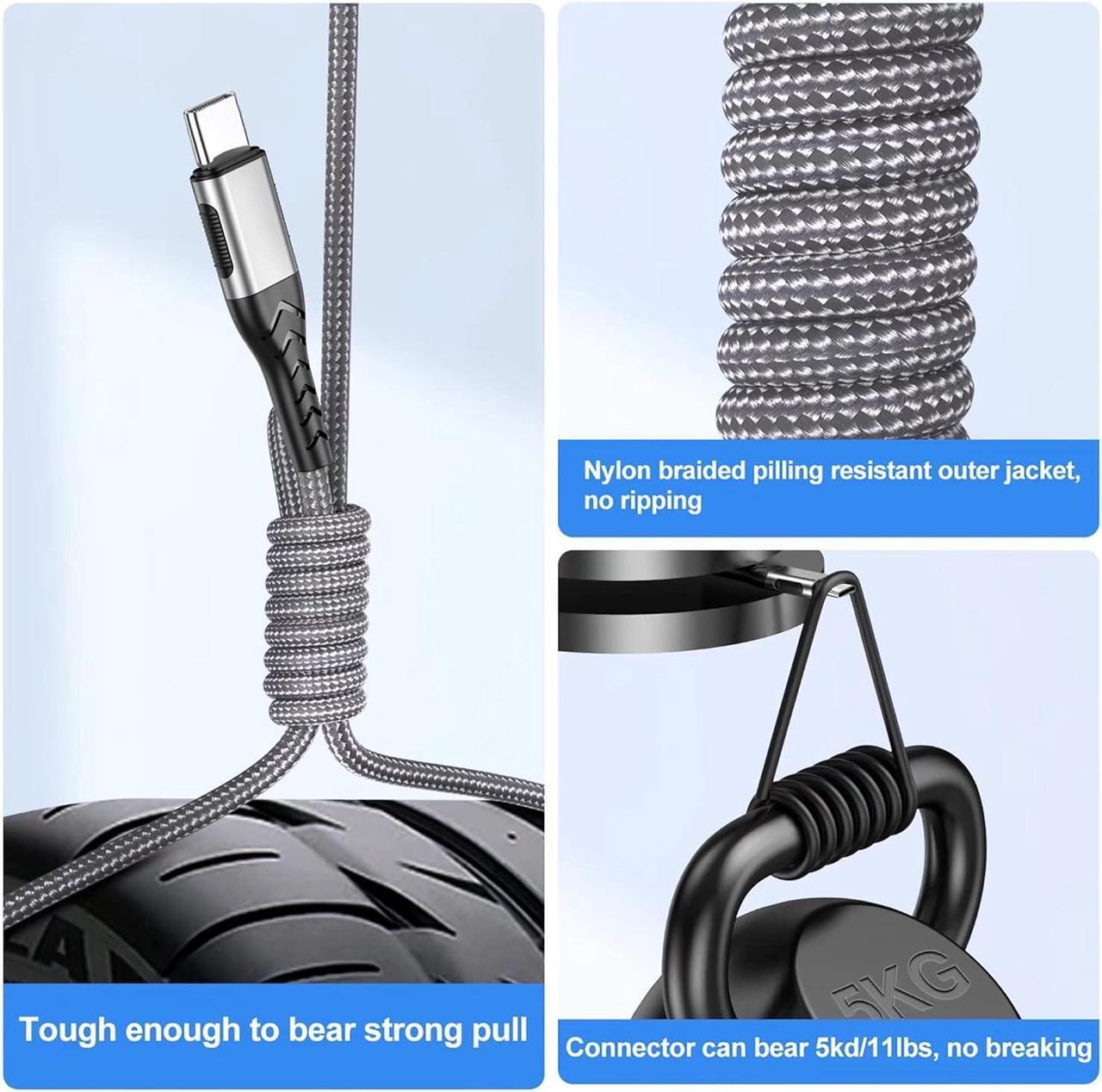 Alt view image 3 of 6 - USB C to USB C Cable 2Pack 100W 10ft USB C Charger Cable Fast Charging for Android/Phone/Pad Type C to Type C Charger Braided USB Cable Compatible with iPhone 16/15 Pro Plus Max Silver