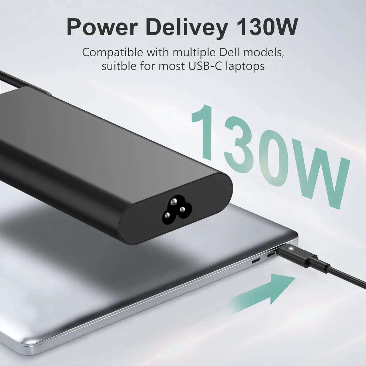 Alt view image 2 of 6 - Original Replacement for  130W Laptop Charger USB C Type C Slim AC Power Adapter for  Xps 17 Precision 5550 5530 2in1 XPS 15 2in1 9575DA130PM170 HA130PM170 0K00F5 K00F5 0M0H25 M0H25 T4V18