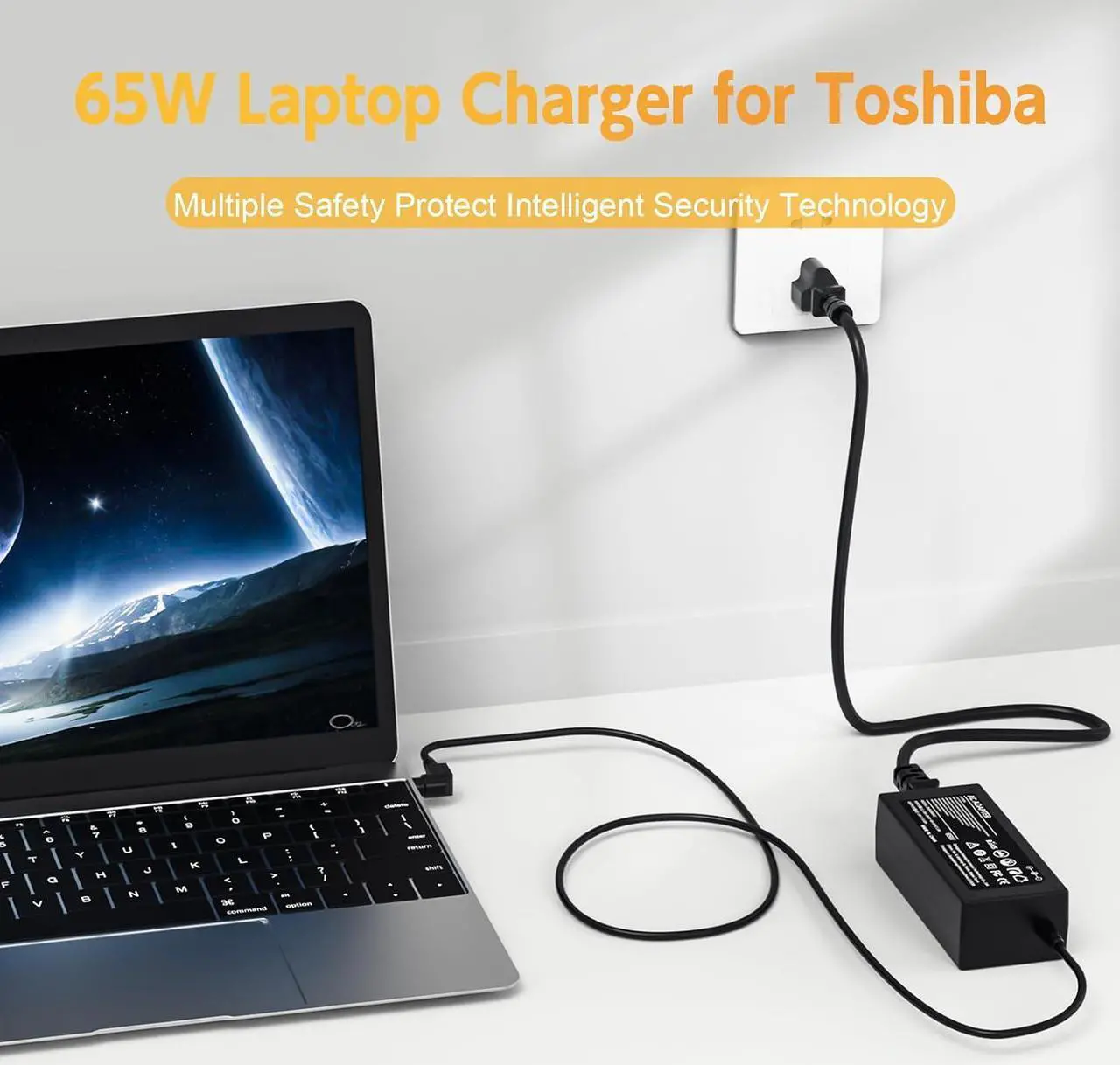 Alt view image 4 of 7 - 65W Laptop Charger for Toshiba Satellite C55 C55D C655 C855 C855D L55 L745 L655 L755 P755 S55 S55T A105 A215 A505 A665; PA3822U-1ACA PA3917U-1ACA PA5177U-1ACA; Toshiba Portege Z30 Z930 Power Supply
