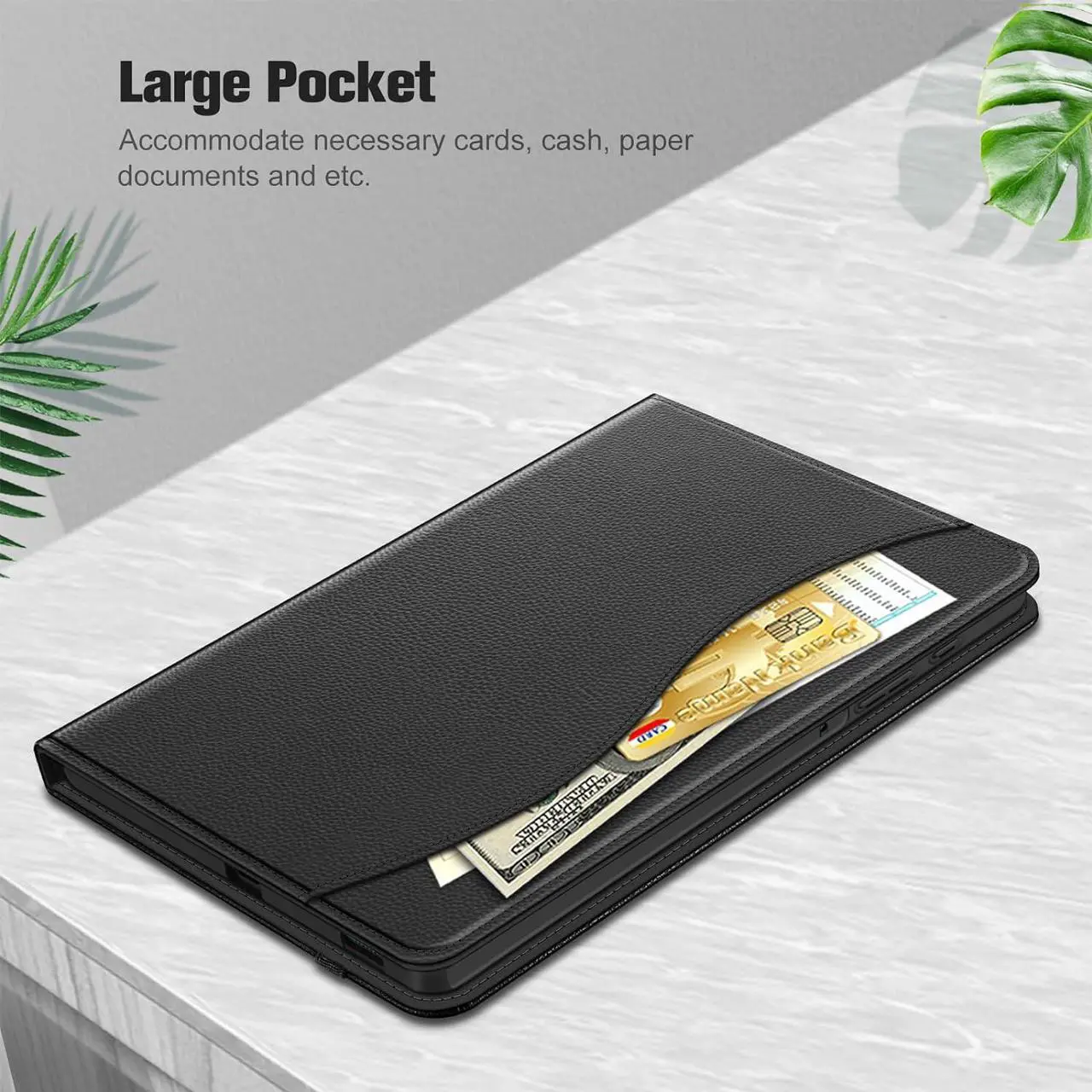 Alt view image 7 of 7 - Case for  Galaxy Tab S6 Lite 10.4 Inch 2024/2022/2020 with S Pen Holder Multi-Angle Viewing Soft TPU Back Cover with Pocket Auto Wake/Sleep Black