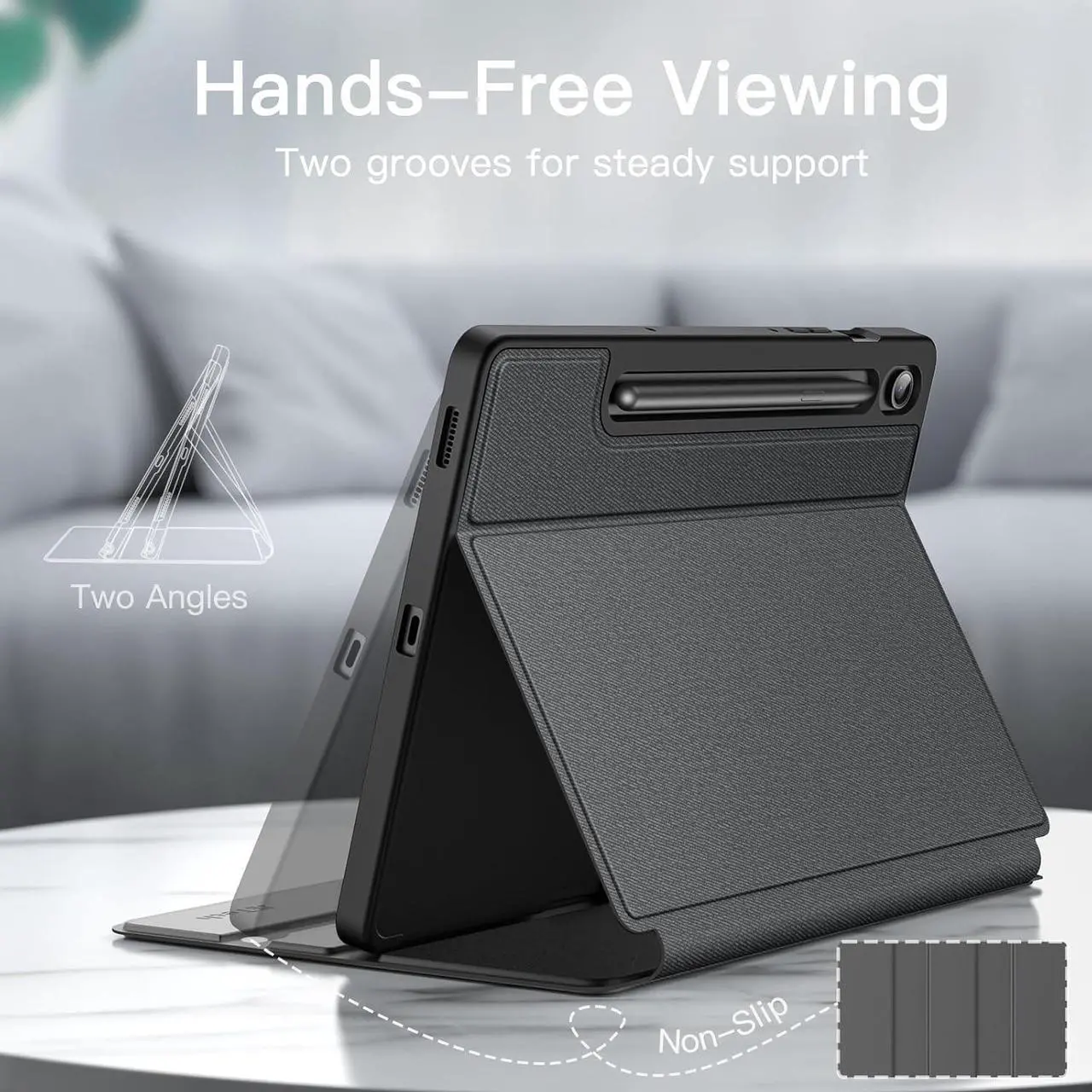 Alt view image 3 of 6 - Case for  Galaxy Tab S10 FE / S9 FE 10.9-Inch with S Pen Holder Slim Folio Stand Protective Tablet Cover Multi-Angle Viewing (Black)