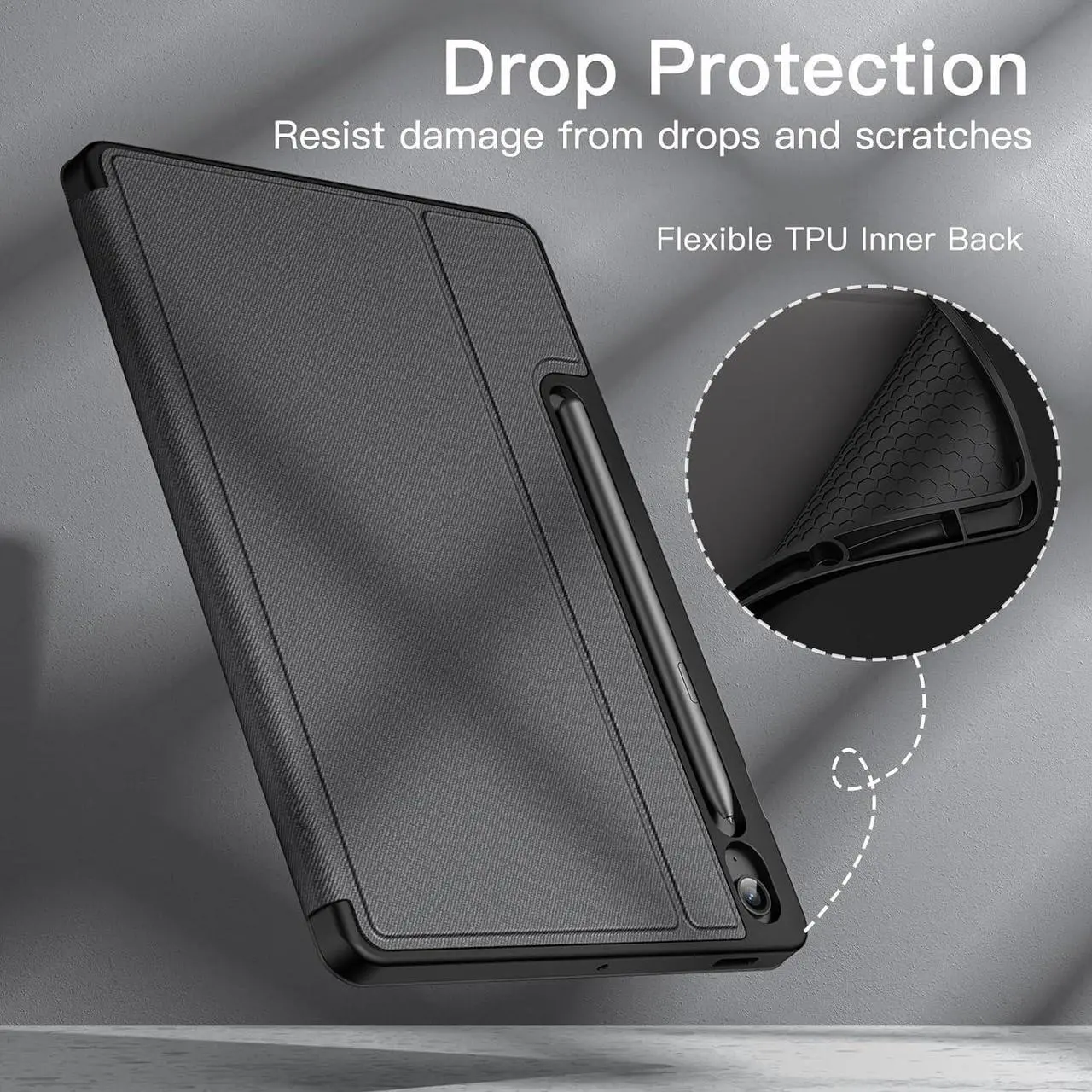 Alt view image 6 of 6 - Case for  Galaxy Tab S10 FE / S9 FE 10.9-Inch with S Pen Holder Slim Folio Stand Protective Tablet Cover Multi-Angle Viewing (Black)
