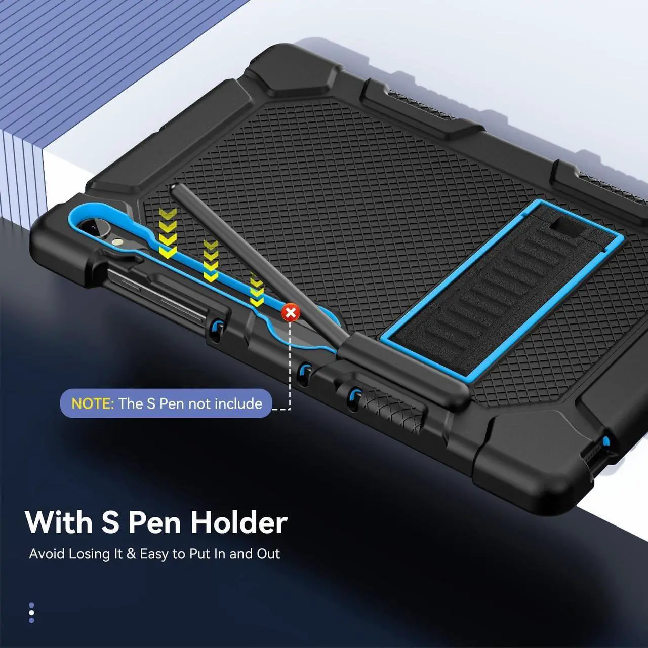 Alt view image 5 of 7 - Cantis Case for  Galaxy Tab S10 FE/ S9 FE 5G 10.9 Inch/Galaxy Tab S9 11 Inch 2023 Heavy Duty Shockproof Tablet Case Support S Pen Black+Blue+Black