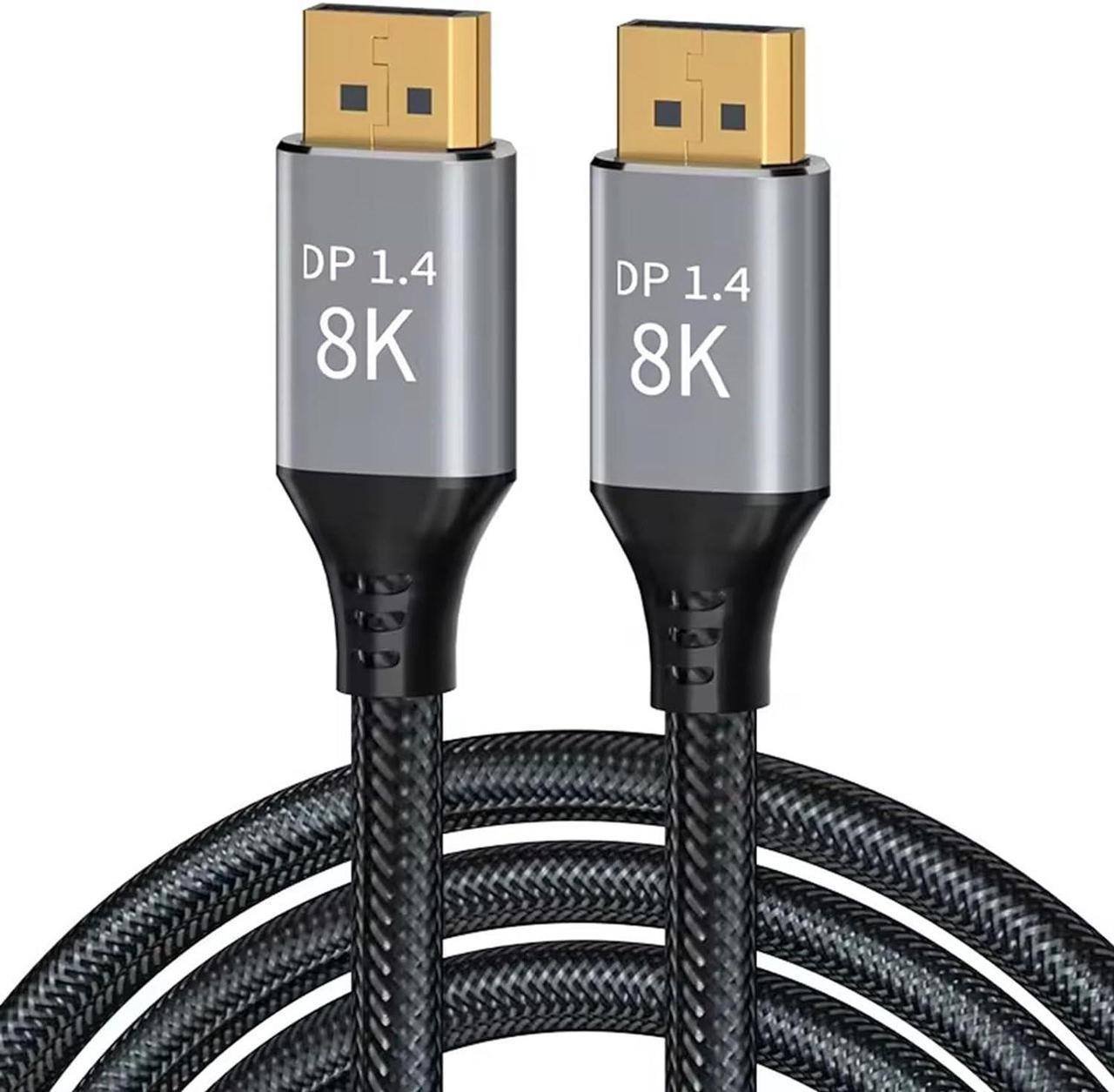 CABLEDECONN 10M 33FT DisplayPort 1.4 Cable Ultra HD 8K 4K Copper Cord HBR3 8K@60Hz 4K@144Hz High Speed 32.4Gbps HDCP 3D Slim and Flexible DP to DP Cable