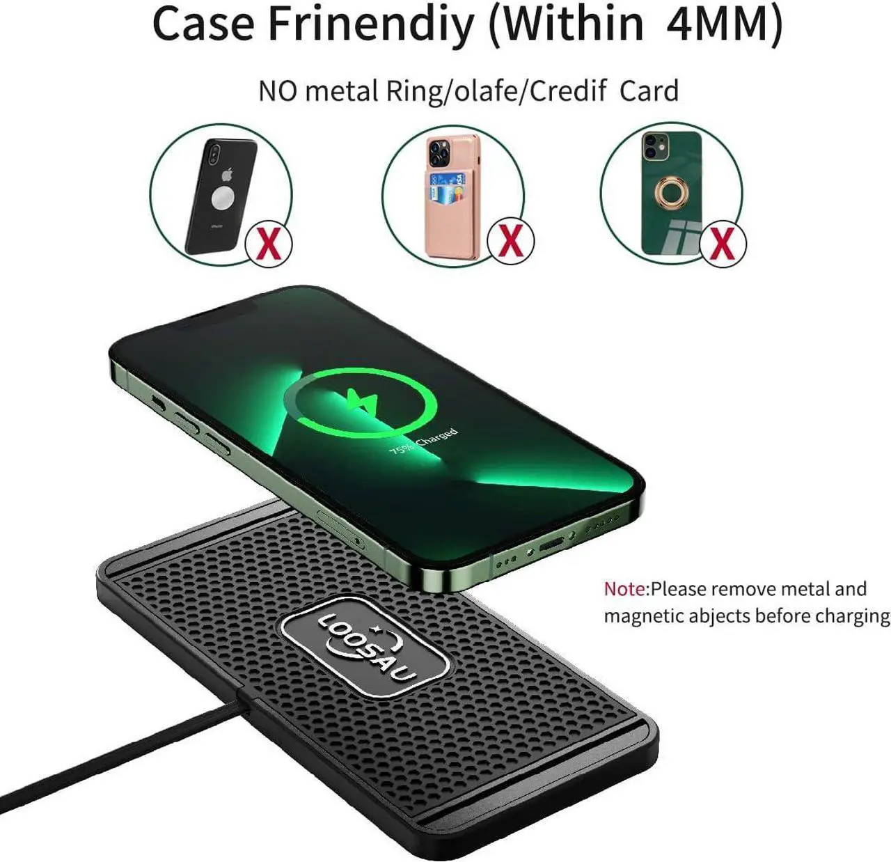 Alt view image 6 of 6 - Wireless car Charger Charging pad 15w Non Slip FastCharger for car Wireless Phone Charger for Android for iPhone 11/12/13/14/15/16 Pro Max Xs,Samsung Galaxy S20, S10+ Note 9LG
