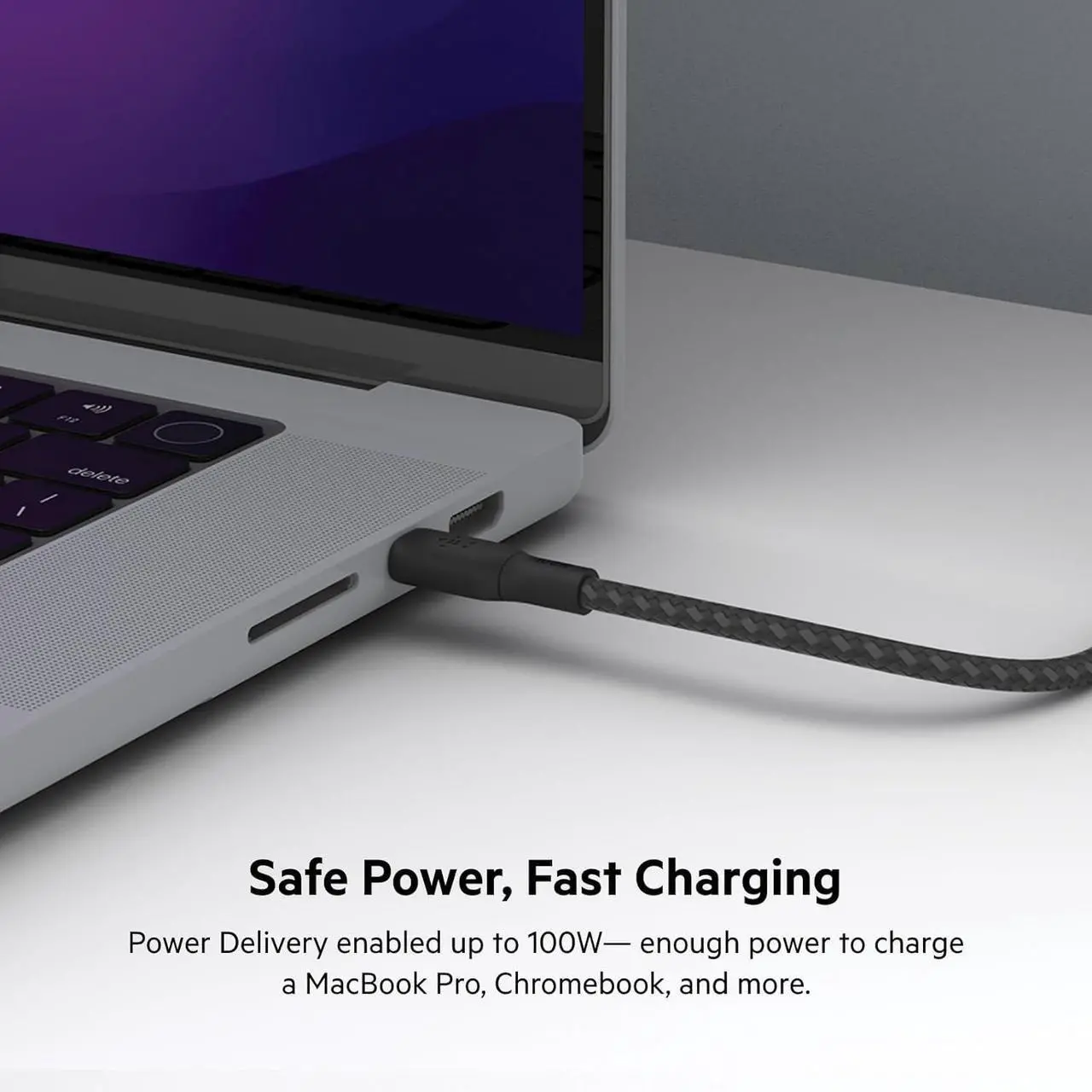Alt view image 2 of 7 - USB-C to USB-C Cable BoostCharge Braided Power Cable (2M 6.6ft) Fast Charging Cable w/ 100W Power Delivery USB-IF Certified for iPhone 16 MacBook Chromebook  Galaxy & More - Black