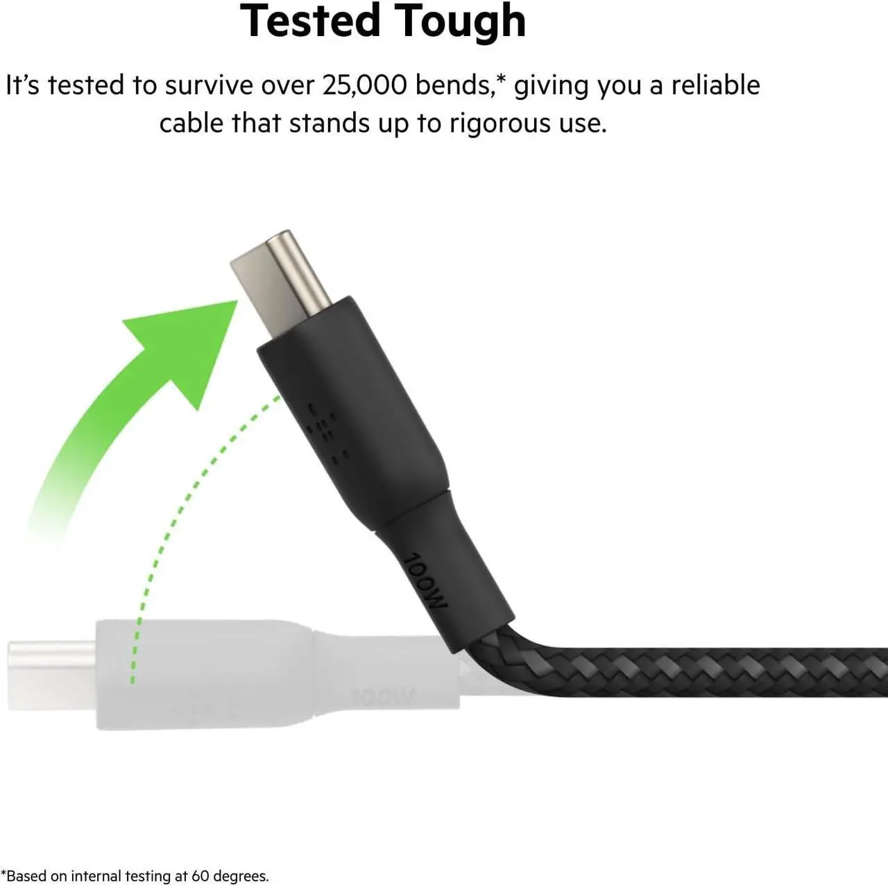 Alt view image 3 of 7 - USB-C to USB-C Cable BoostCharge Braided Power Cable (2M 6.6ft) Fast Charging Cable w/ 100W Power Delivery USB-IF Certified for iPhone 16 MacBook Chromebook  Galaxy & More - Black