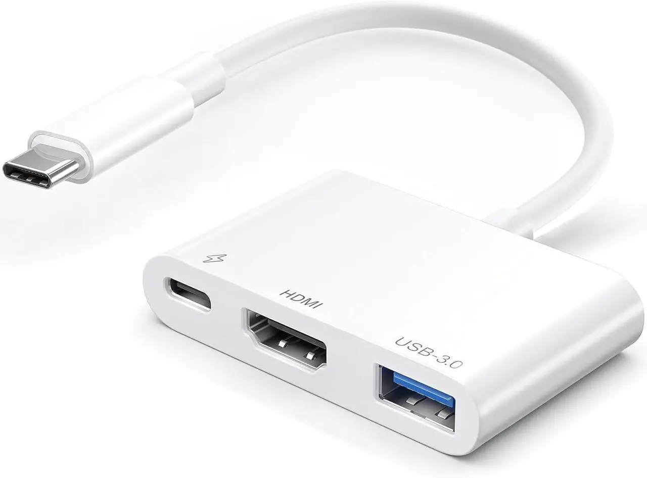 Main image of USB-C to HDMI Multiport Adapter with HDMI 4K@60Hz Output USB 3.0 Port and USB-C Charging Port Type-C to Digital AV Hub for  iPhone 15 MacBook Pro/Air iPad Pro iMac Galaxy S22 More (White)