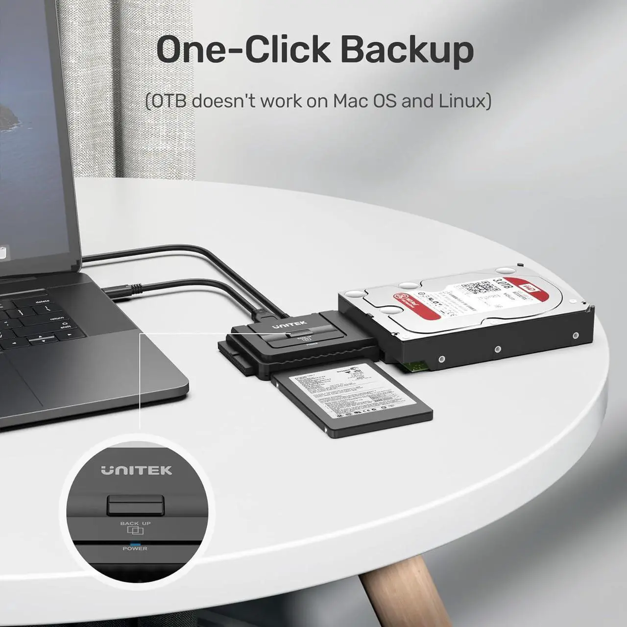 Alt view image 3 of 7 - Unitek USB C to IDE and SATA Converter External Hard Drive Adapter Kit for Universal 2.5/3.5 HDD/SSD Hard Drive Disk, One Touch Backup Function, Included 12V/2A Power Adapter