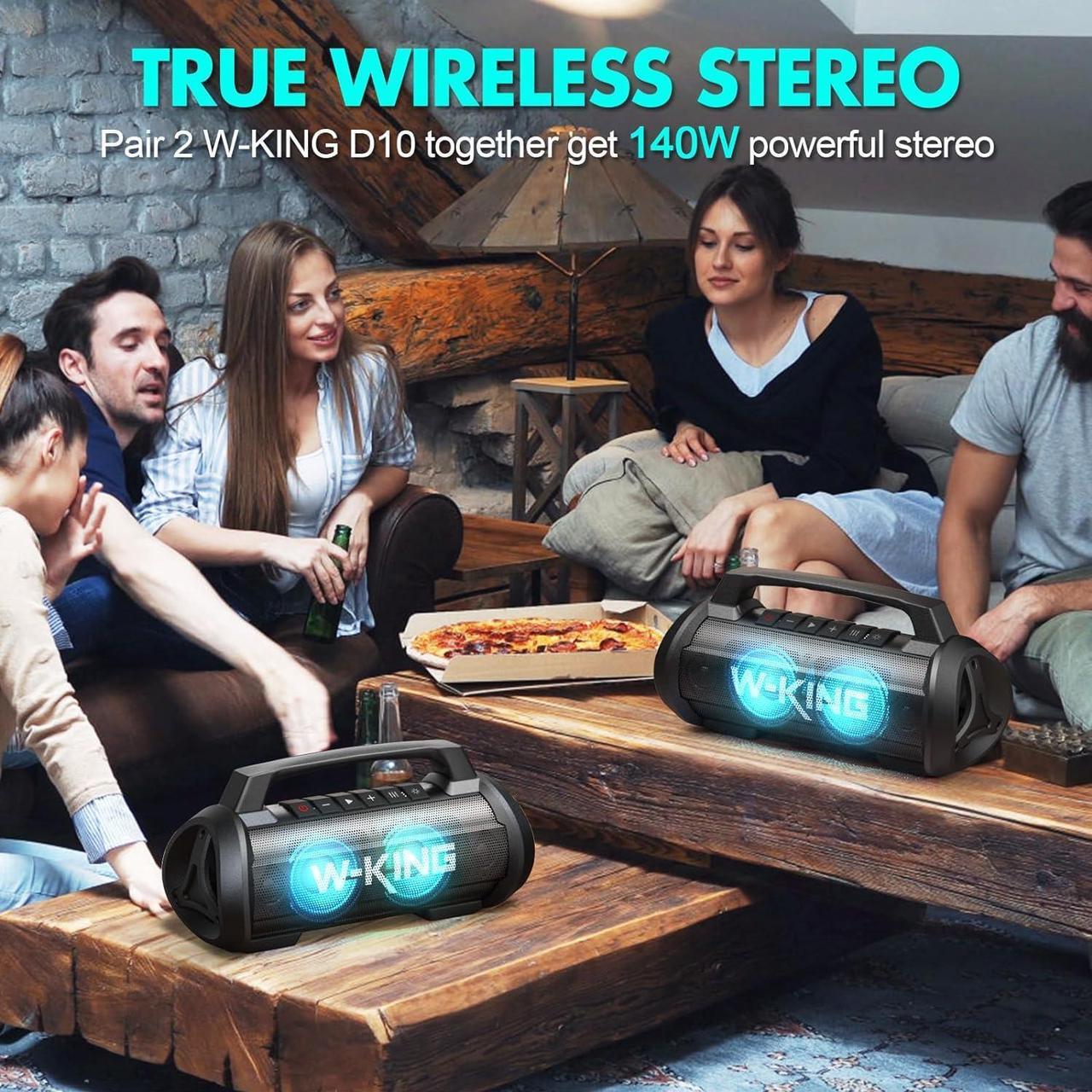 Alt view image 5 of 7 - W-KING Portable Speaker, 120W Peak 70W RMS Bluetooth Speaker Wireless Loud IPX6 Waterproof Bluetooth Speakers with Subwoofer/Bass Boost/Hi-Fi Stereo/42H/Powerbank/MIC in, Party Large Outdoor Boombox