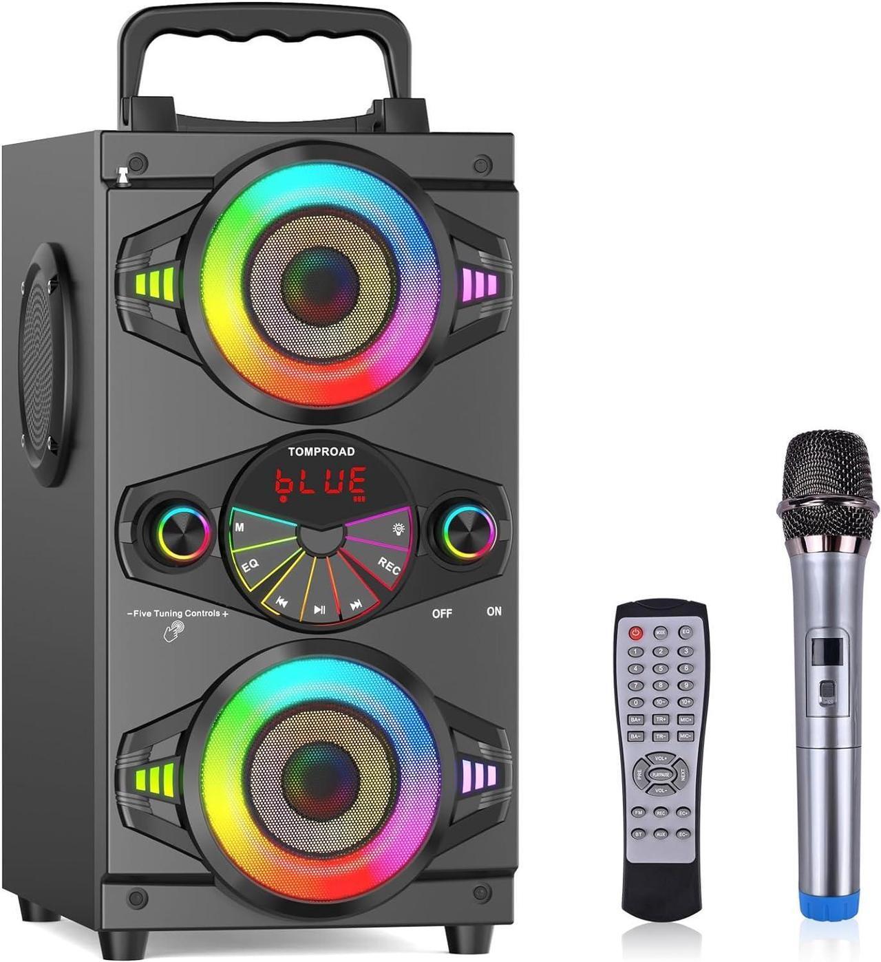 Main image of Bluetooth Speakers, 60W Portable Wireless Loud Outdoor Home Party Bluetooth Speaker with Subwoofer, FM Radio, LED Colorful Lights, Microphone, Remote and Big Powerful Stereo Deep Bass Sound Boombox