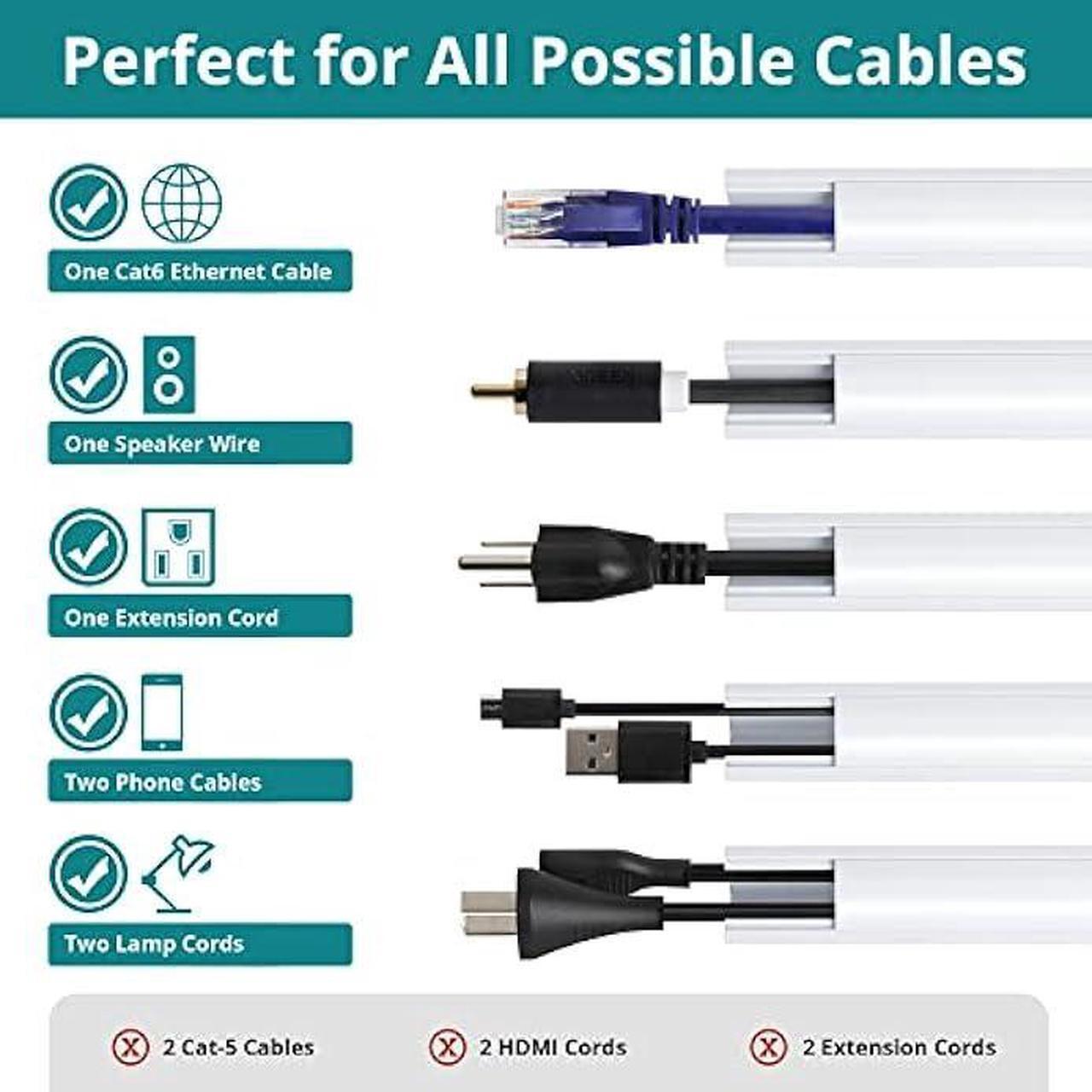 Alt view image 3 of 6 - 85in Corner Cable Concealer, Corner Cord Hider for One Cord, Wire Covers for Cords, Paintable Corner Cord Cover, Cable Management Channel Cable Raceway for Wall, Floor Baseboard, Ceiling -5 X L17in