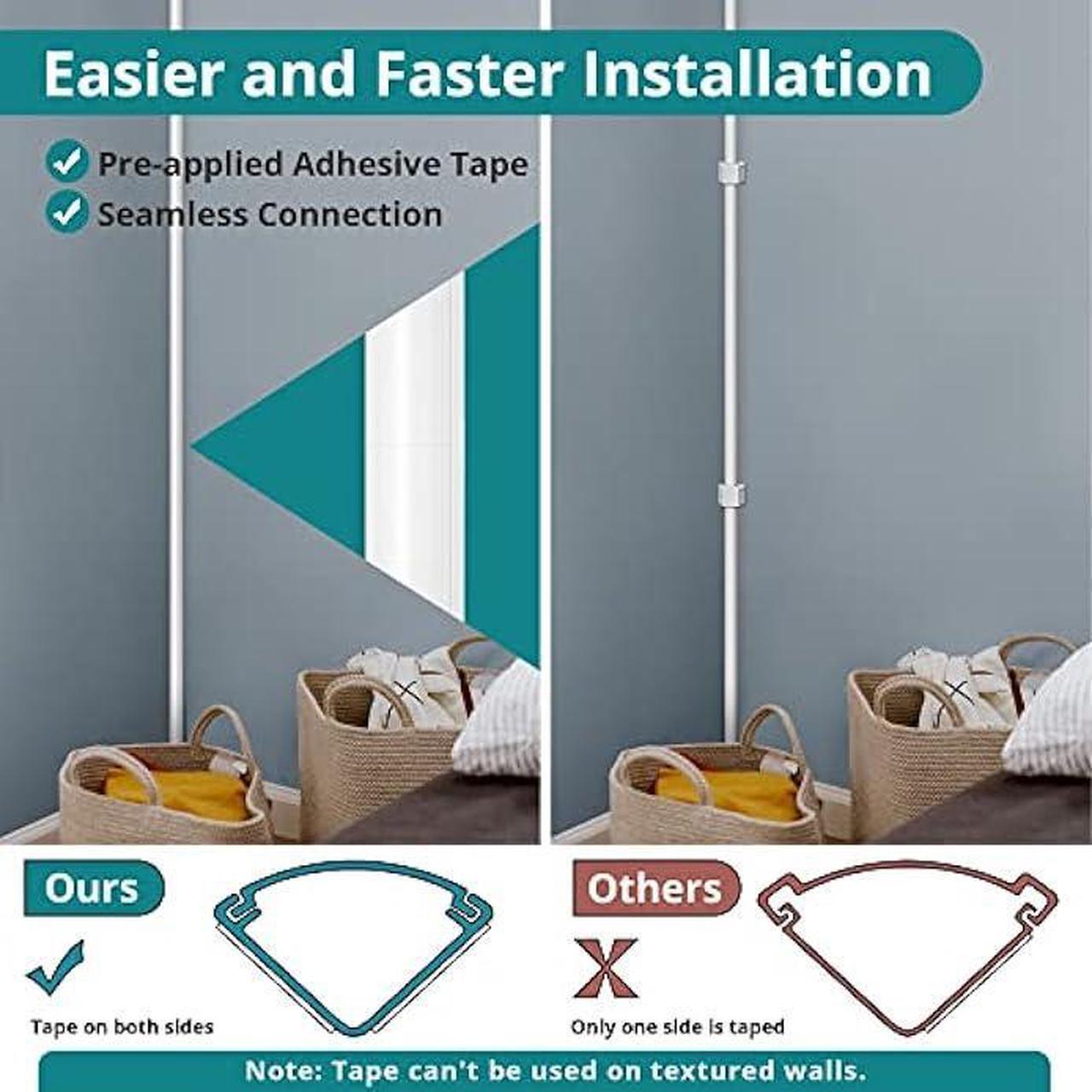 Alt view image 4 of 6 - 85in Corner Cable Concealer, Corner Cord Hider for One Cord, Wire Covers for Cords, Paintable Corner Cord Cover, Cable Management Channel Cable Raceway for Wall, Floor Baseboard, Ceiling -5 X L17in