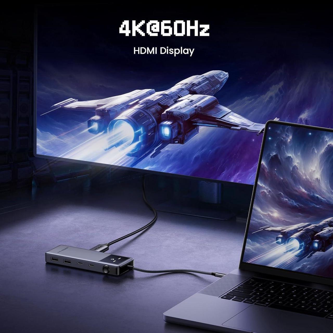 Alt view image 4 of 7 - UGREEN Uno 6 in 1 USB-C Hub with 10Gbps USB-C & USB-A Data Ports 4K@60Hz HDMI for MacBook Pro/Air, iPad Pro, Surface, XPS, Thinkpad and More.