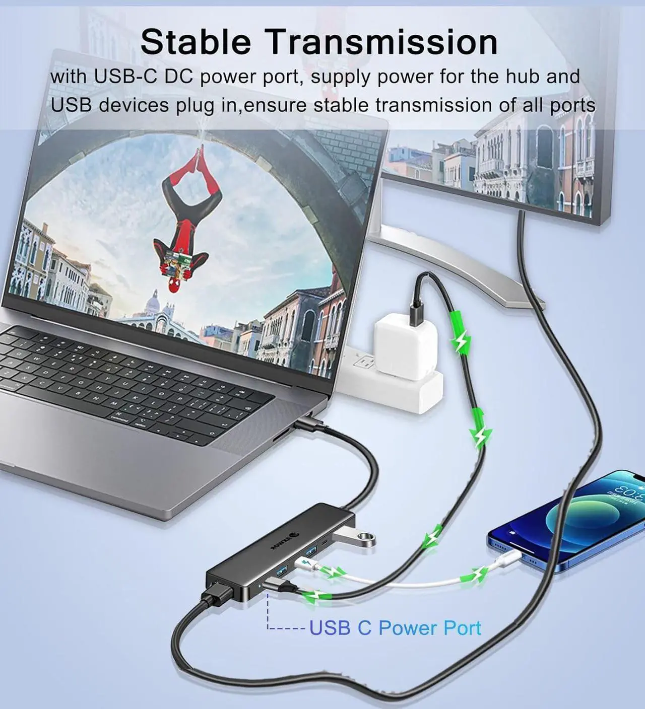Alt view image 7 of 7 - USB 3.0 to HDMI Adapter (7-in-1), USB 3.0 Hub with HDMI 1080P, USB 3.0, USB 2.0, USB C Data & Power Ports, USB to HDMI Hub for Monitor, PC, Laptop, Desktop Support Windows 7/8/10/11 & Mac OS