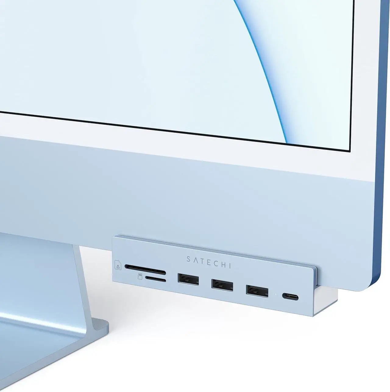 Main image of Satechi USB C Hub Multiport Adapter V2, USB C Docking Station with 4K HDMI, 60W USB C PD Charging, 3 USB-A, Ethernet, Micro/SD Card Readers, for MacBook Pro/Air M1 M2 M3, Windows - Blue