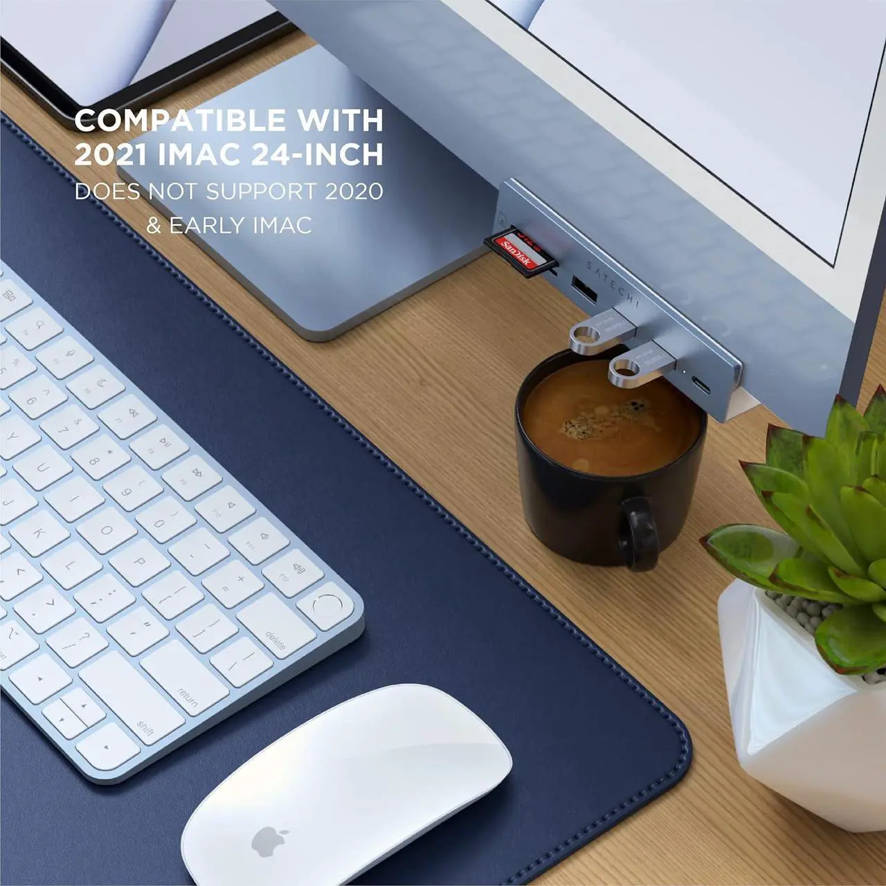 Alt view image 5 of 7 - Satechi USB C Hub Multiport Adapter V2, USB C Docking Station with 4K HDMI, 60W USB C PD Charging, 3 USB-A, Ethernet, Micro/SD Card Readers, for MacBook Pro/Air M1 M2 M3, Windows - Blue