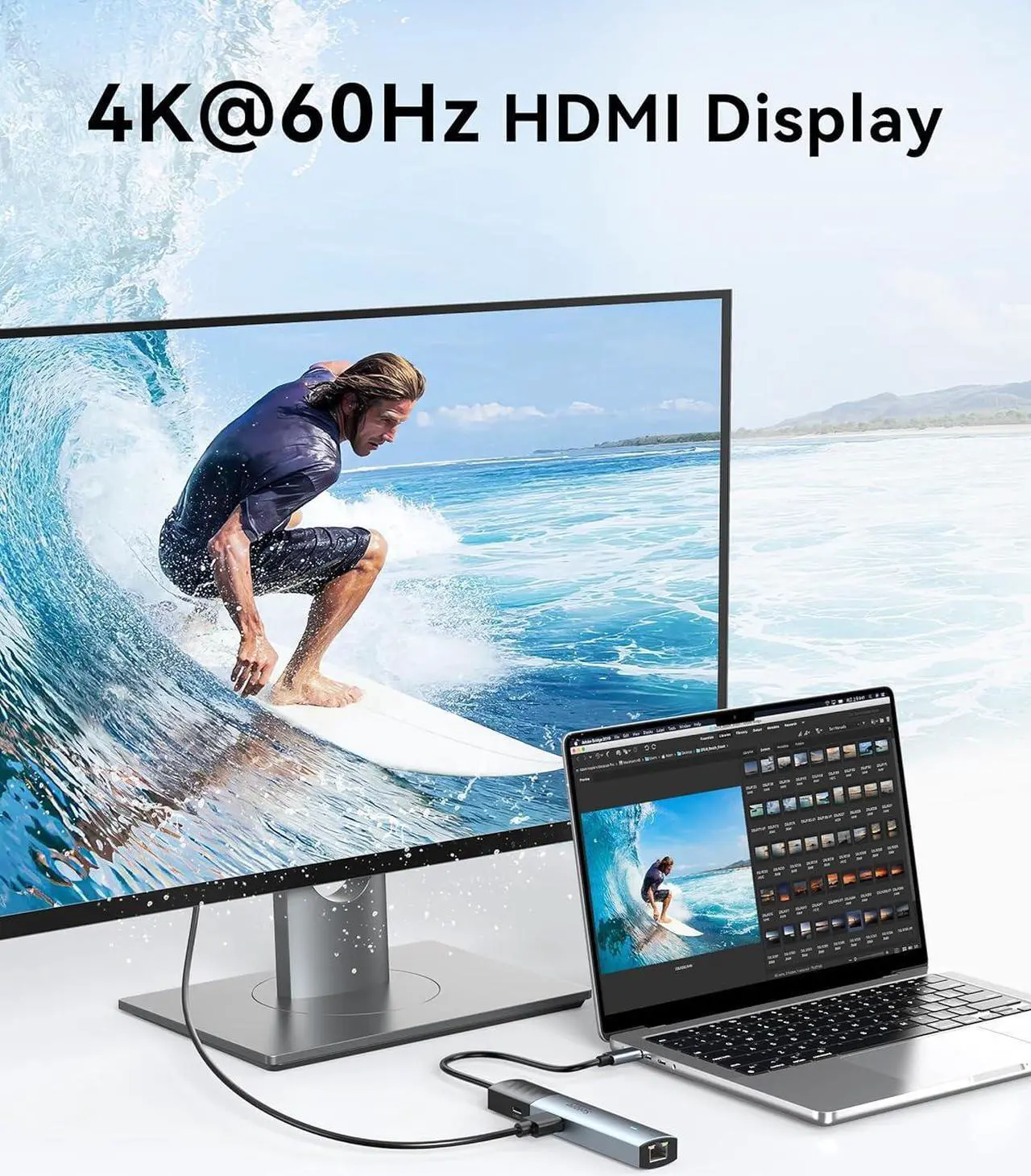 Alt view image 2 of 6 - USB C Hub HDMI Ethernet Multiport Adapter for MacBook Pro/Air,Selore&S-Global 6 in 1 USB C Dongle with 4K@60 HMDI Hub,Gigabit Ethernet,100W PD,USB C Data Port and 2 USB 3.0