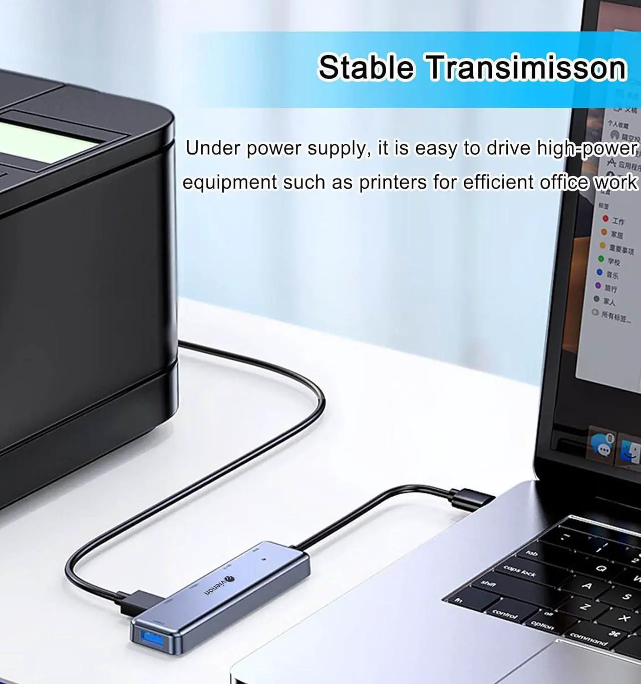 Alt view image 7 of 7 - USB C Hub, Aluminum 5 in 1 USB C to USB 3.0 Extender with USB C Power/Data Ports, USB C Dongle for MacBook Pro Air iMac Pro, iPad Pro and More Type C Laptop