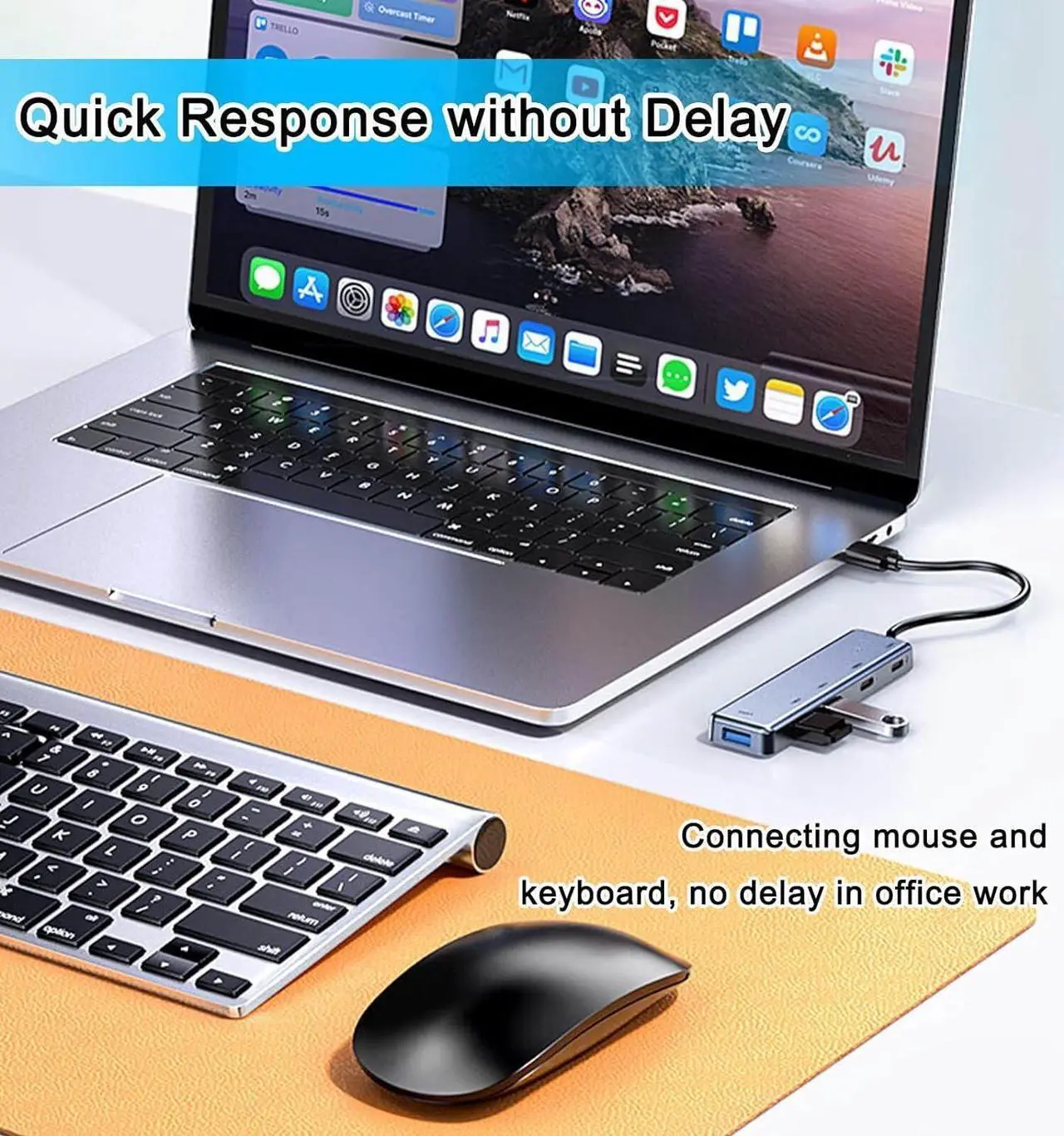 Alt view image 6 of 7 - USB C Hub, Aluminum 5 in 1 USB C to USB 3.0 Extender with USB C Power/Data Ports, USB C Dongle for MacBook Pro Air iMac Pro, iPad Pro and More Type C Laptop