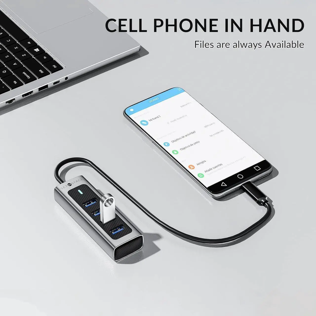 Alt view image 2 of 7 - USB C HUB for Laptop [1G File Transfer 3s], USB 3.0 HUB Supports 2 * 1TB 2.5'' Hard Drive Enclosures, Aluminum 4 Port USB HUB with 5.9 inch Cable for Xbox, Flash Drive, HDD, Console etc