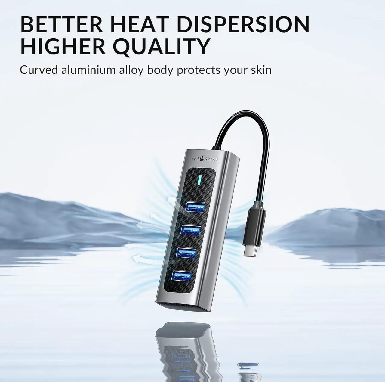 Alt view image 7 of 7 - USB C HUB for Laptop [1G File Transfer 3s], USB 3.0 HUB Supports 2 * 1TB 2.5'' Hard Drive Enclosures, Aluminum 4 Port USB HUB with 5.9 inch Cable for Xbox, Flash Drive, HDD, Console etc