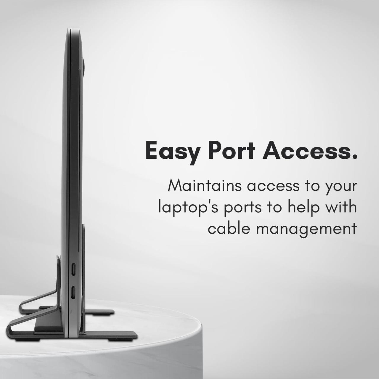 Alt view image 7 of 7 - Macally Vertical Laptop Stand for Desk - Adjustable Desk Laptop Holder for Universal Compatibility - Saves Space & Improves Airflow - Use as MacBook Stand Vertical Dock (Pro/Air) - Weighted Frame