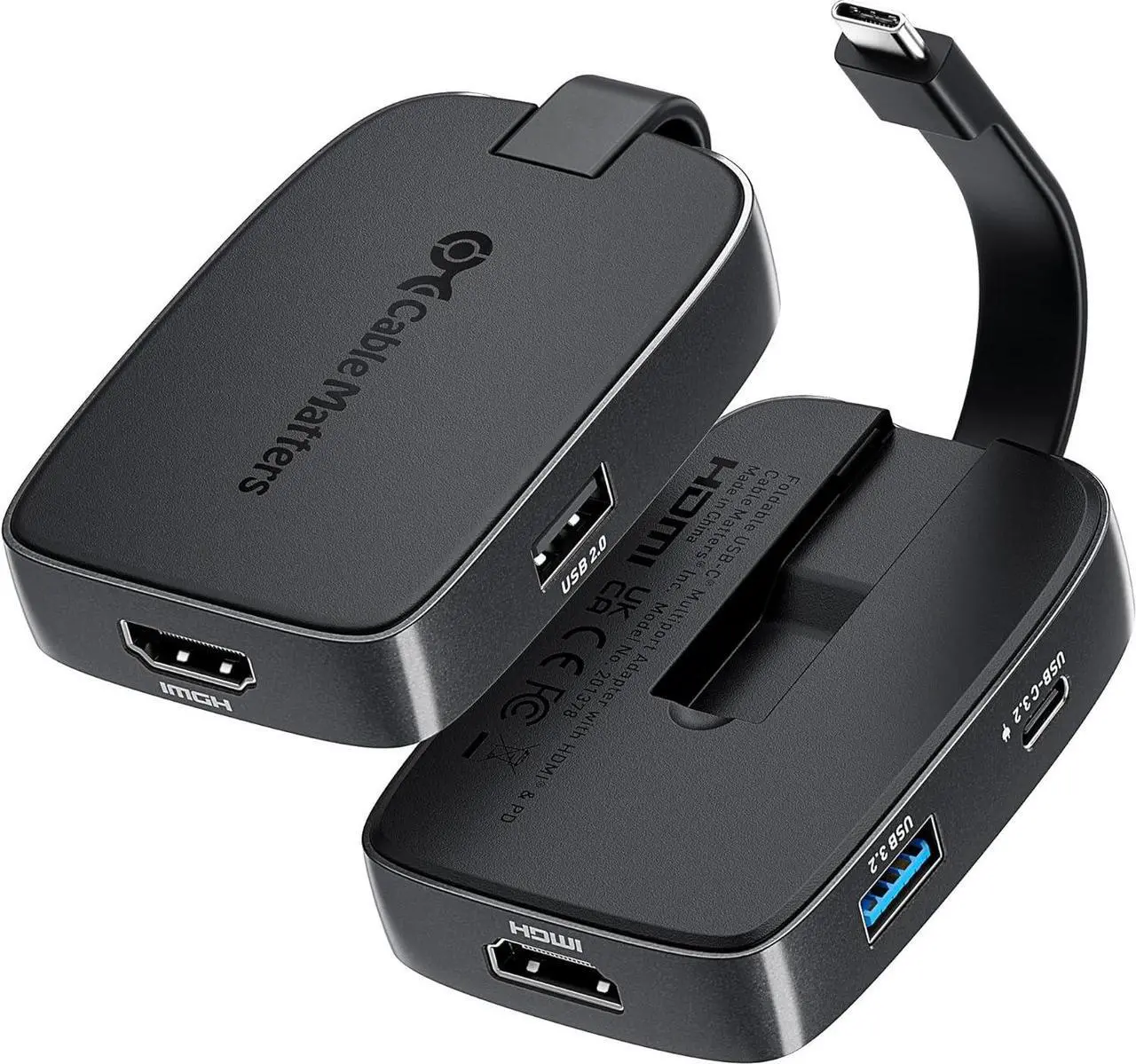 Main image of Cable Matters 4-in-1 Portable USB C Hub HDMI 4K 60Hz 100W Charging for iPhone 15, 10Gbps Foldable USB-C Digital AV Multiport Adapter, USB C HDMI Hub Compatible with Thunderbolt 4 for MacBook, Dell XPS