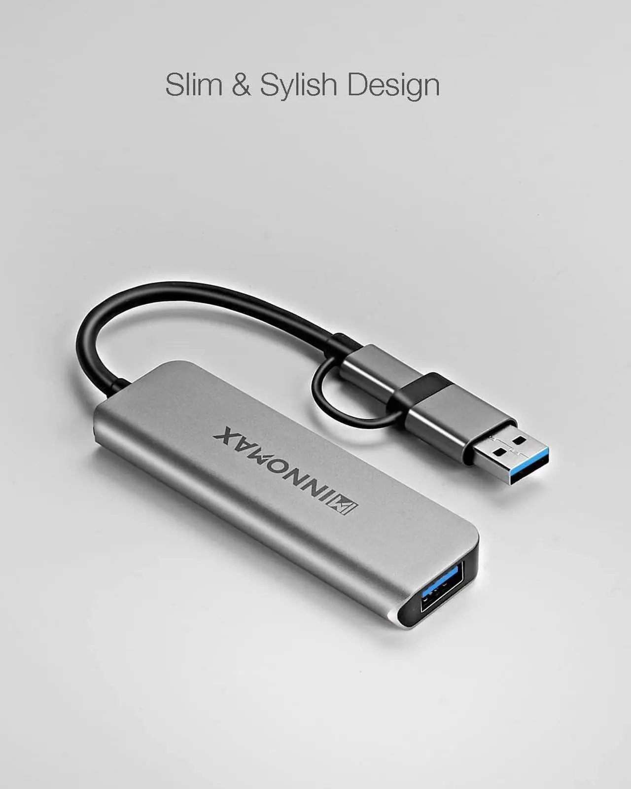 Alt view image 6 of 6 - USB C to USB Hub 4 Ports, INNOMAX Aluminum USB Type C to Multiport USB 3.0 Adapter with One Extra USB A Male Adapter for All Computers: MacBook, iPad Pro, Flash Drive, HDD, Printer, Mouse etc