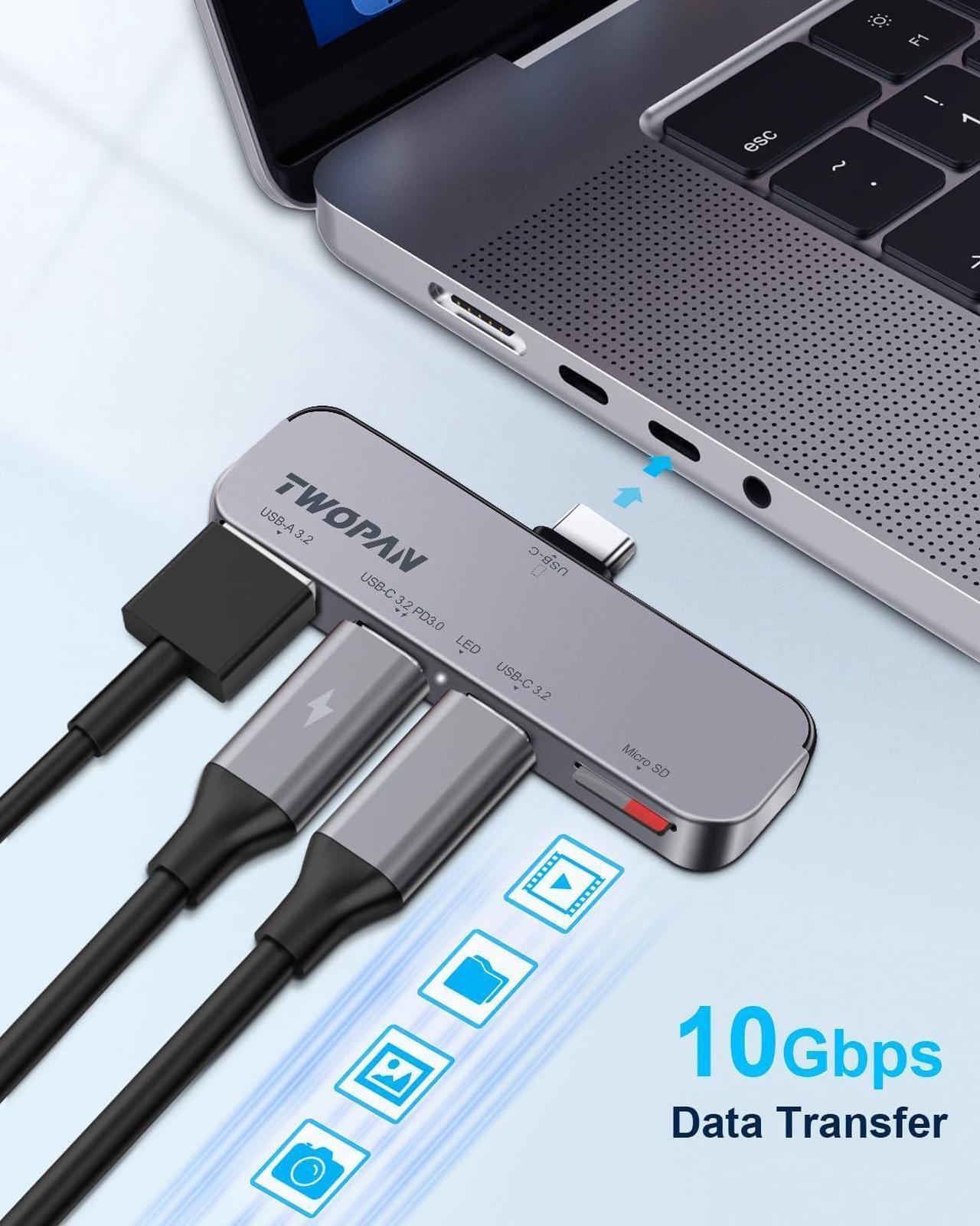 Alt view image 5 of 7 - USB C iPhone Hub for ProRes Video Recording - Ultra-Slim Aluminum USB 3.2, Dual USB-C, Micro SD, and Charging Port Hub for iPhone 15 Pro/Pro Max