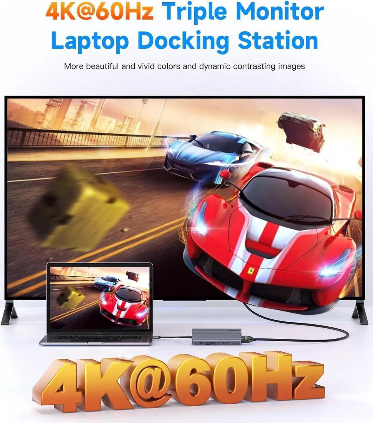 Alt view image 3 of 7 - USB C Docking Station 3 Monitors, 13 in 1 USB C Muliport Hub with 2 HDMI 4K@60Hz & 1 DisplayPort (4K@60Hz), 100W PD, 3*USB 3.2, 1*USB 2.0,1*USB C,SD/TF,Mic/Audio,Suit for MacBook (2 HDMI+DP(4K@60HZ))