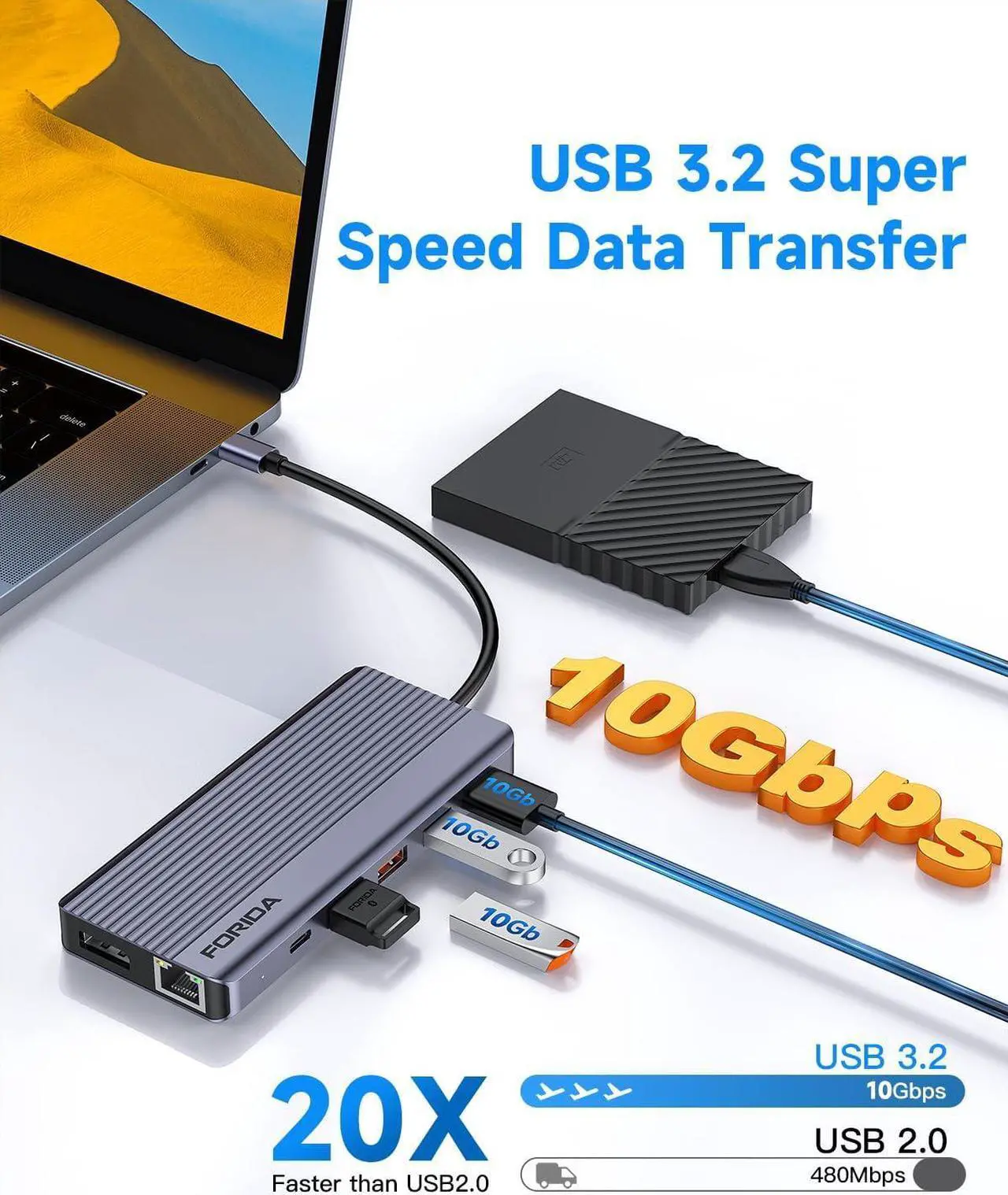 Alt view image 6 of 7 - USB C Docking Station 3 Monitors, 13 in 1 USB C Muliport Hub with 2 HDMI 4K@60Hz & 1 DisplayPort (4K@60Hz), 100W PD, 3*USB 3.2, 1*USB 2.0,1*USB C,SD/TF,Mic/Audio,Suit for MacBook (2 HDMI+DP(4K@60HZ))