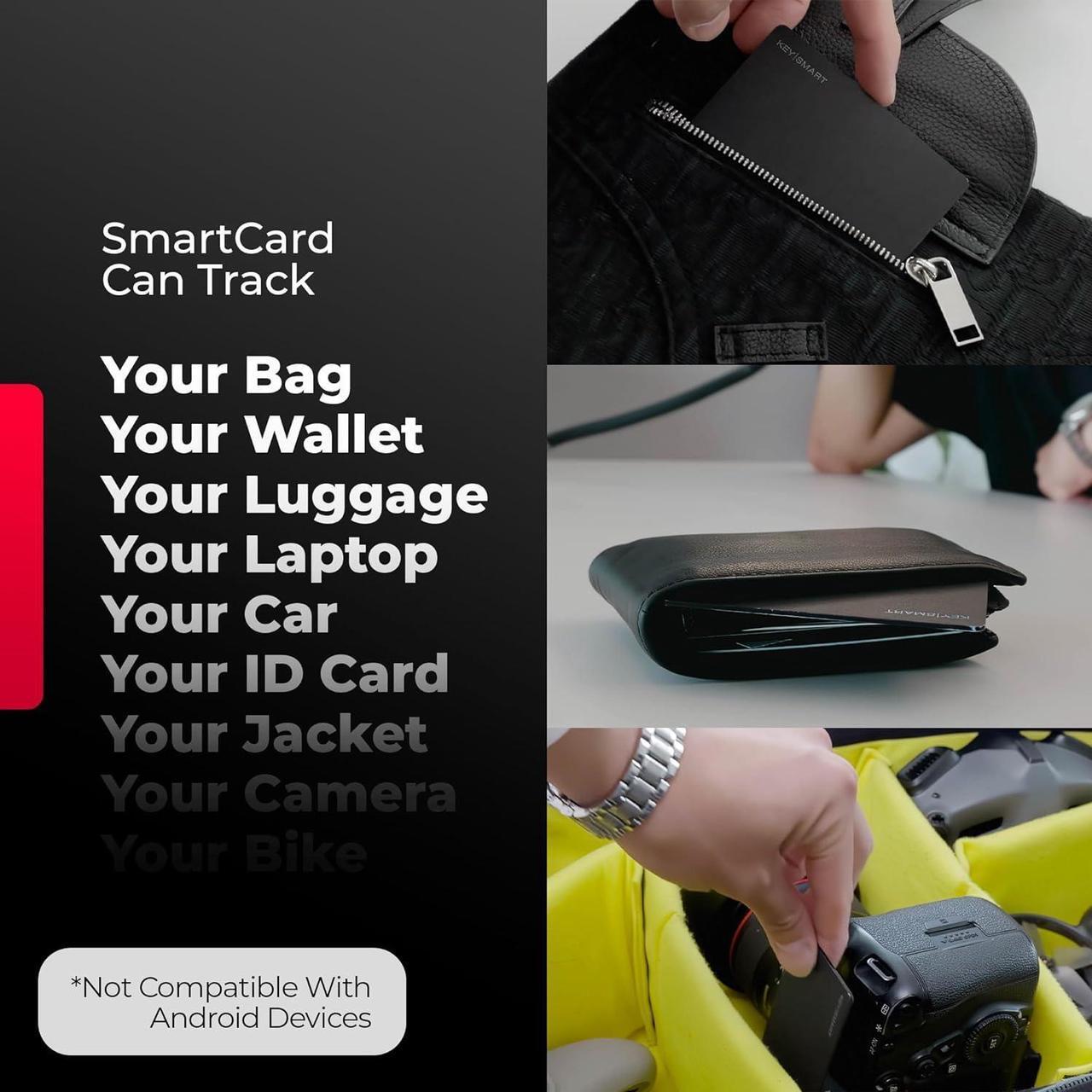 Alt view image 7 of 7 - SmartCard Wallet Tracker Card, Compatible with  Find My App, Rechargeable Thin GPS Item Finder for Luggage Tag, Passport, Smart Bluetooth Tracking with Key Chain Hole Black, 3 Pack