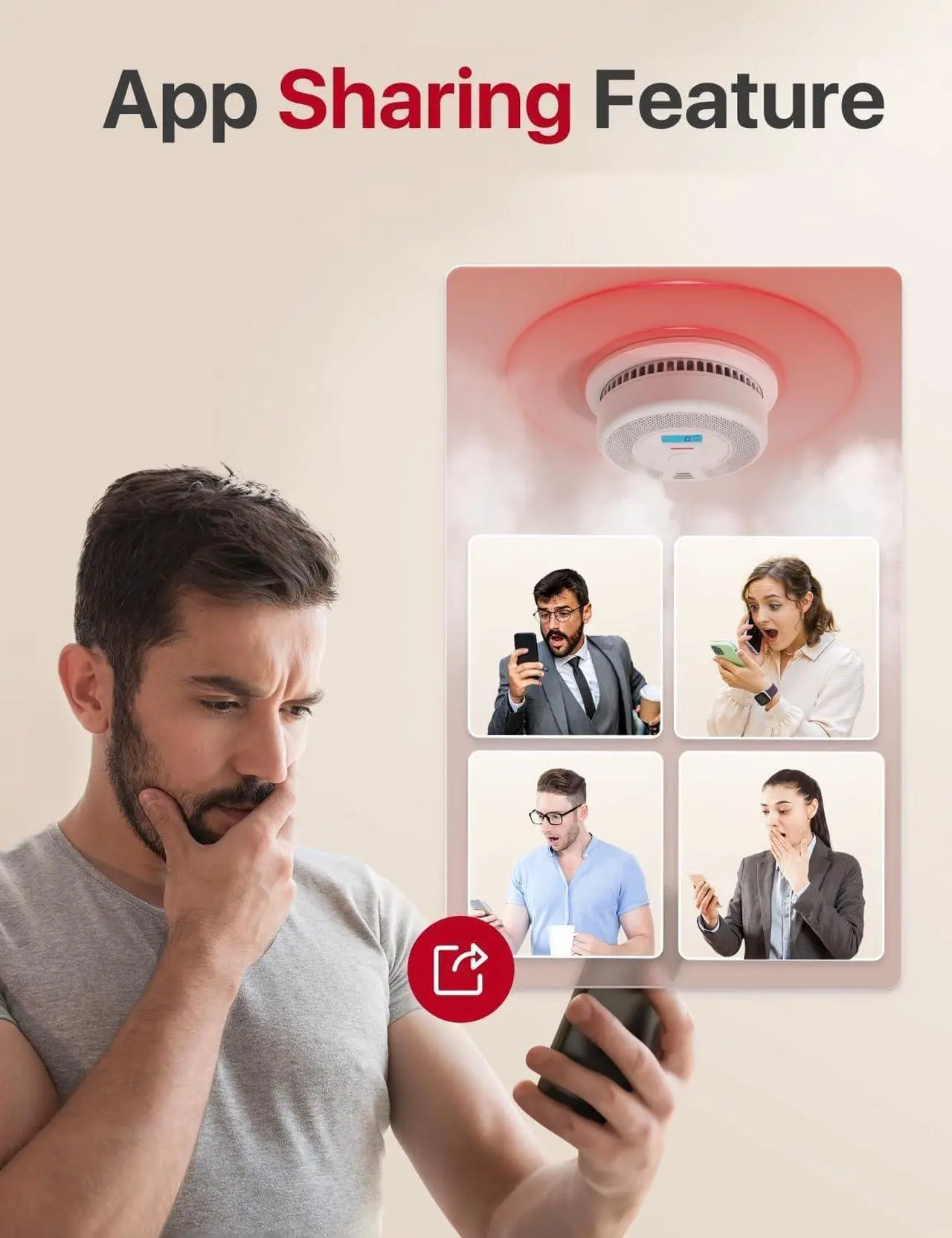 Alt view image 4 of 7 - Smart Smoke Detector Carbon Monoxide Detector Combo with Replaceable Battery, Wi-Fi Smoke and Carbon Monoxide Detector with Real-Time App Notifications, SC07-WX, 6-Pack