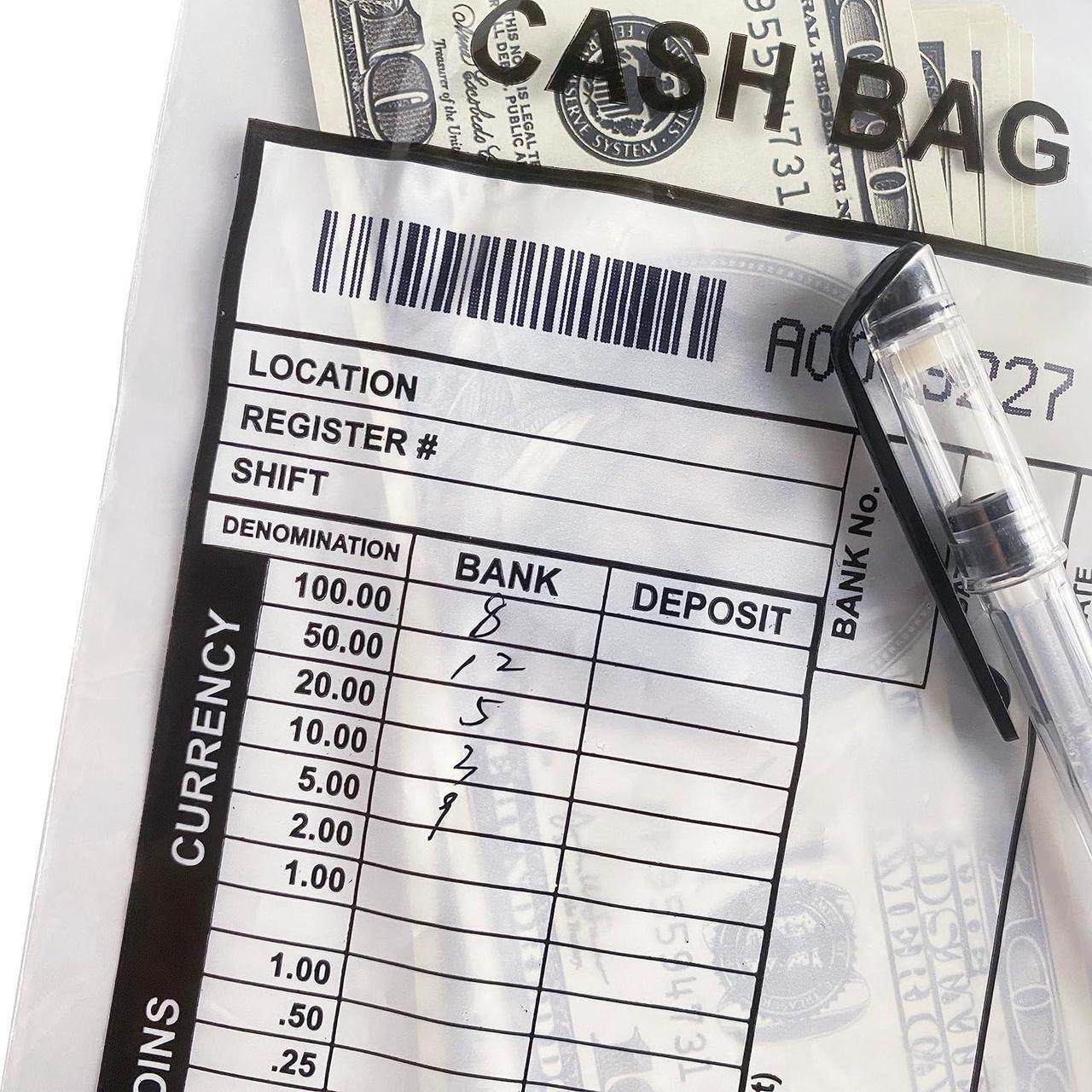 Alt view image 5 of 6 - Clear Plastic Small Bank Deposit Bags For Cash | Pack of 1000 | 5"x9"|Tamper Evident Bags | Write-On Panel and Tear-Off Receipt | Ideal for Cash Handling