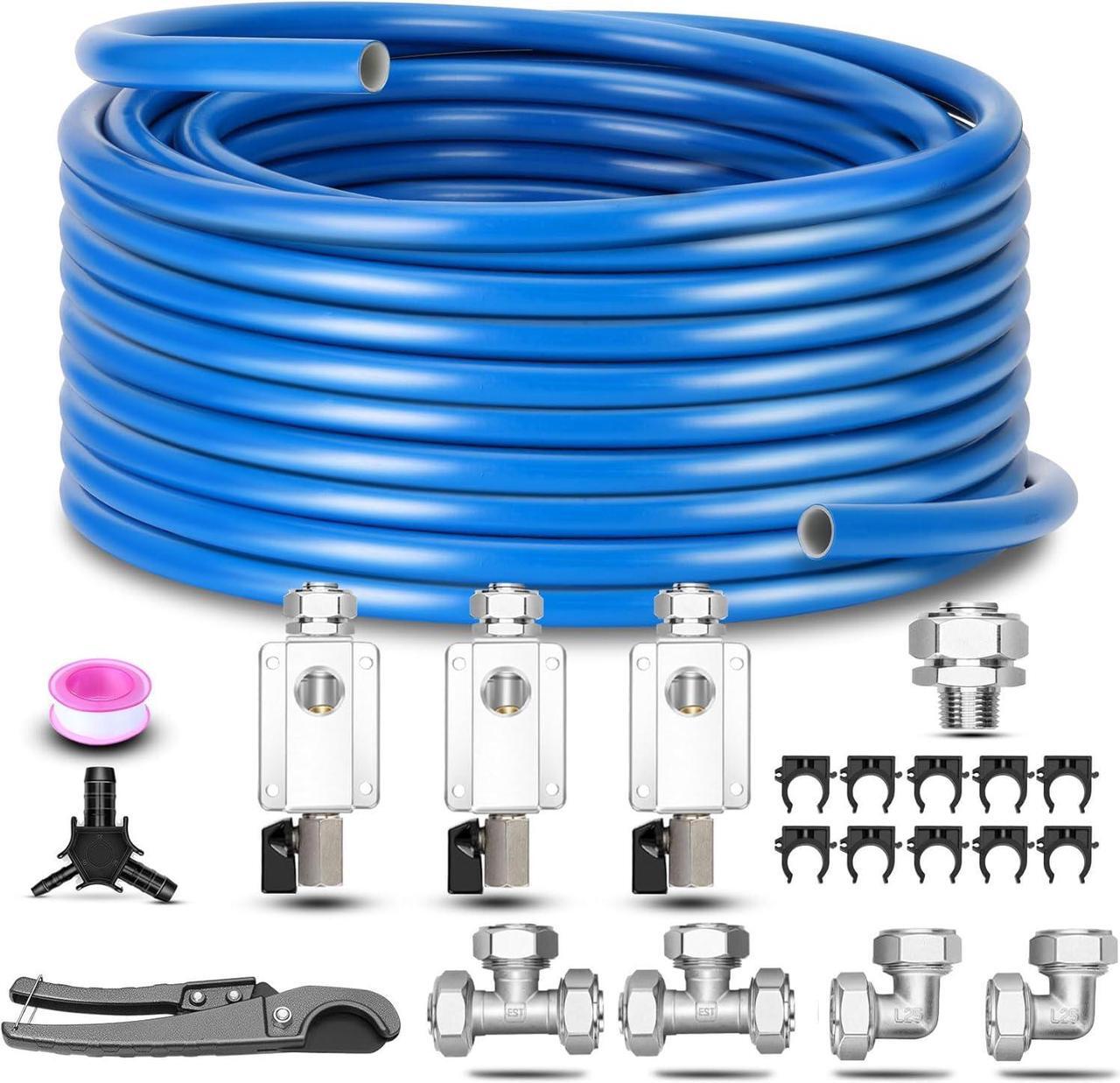 Main image of Compressed Air Line Kit 3/4" x 100ft, Shop/Garage HDPE-Aluminum Air Line Kit for Connect Air Compressor, Compressed Air Piping System Install Kit Leak-Proof & Easy to Install
