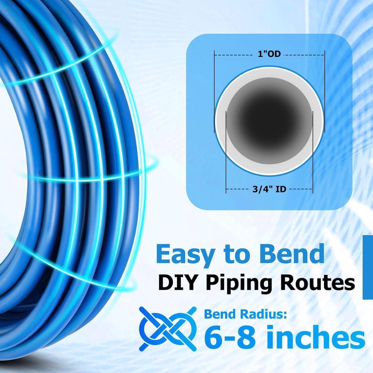 Alt view image 3 of 7 - Compressed Air Line Kit 3/4" x 100ft, Shop/Garage HDPE-Aluminum Air Line Kit for Connect Air Compressor, Compressed Air Piping System Install Kit Leak-Proof & Easy to Install