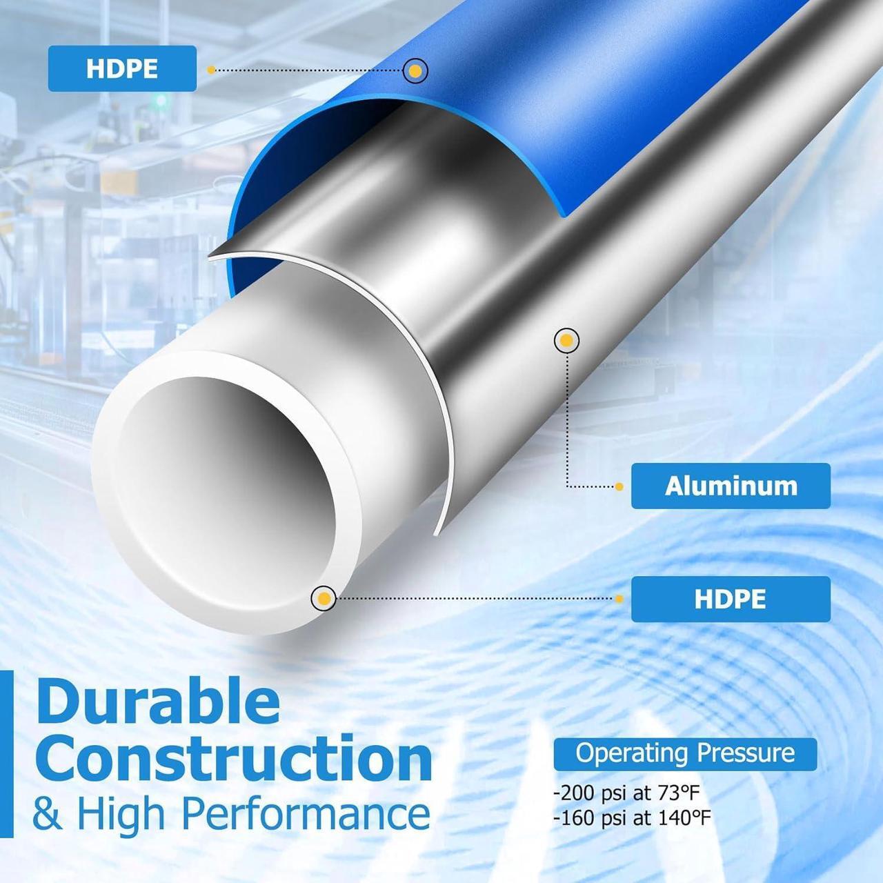 Alt view image 4 of 7 - Compressed Air Line Kit 3/4" x 100ft, Shop/Garage HDPE-Aluminum Air Line Kit for Connect Air Compressor, Compressed Air Piping System Install Kit Leak-Proof & Easy to Install