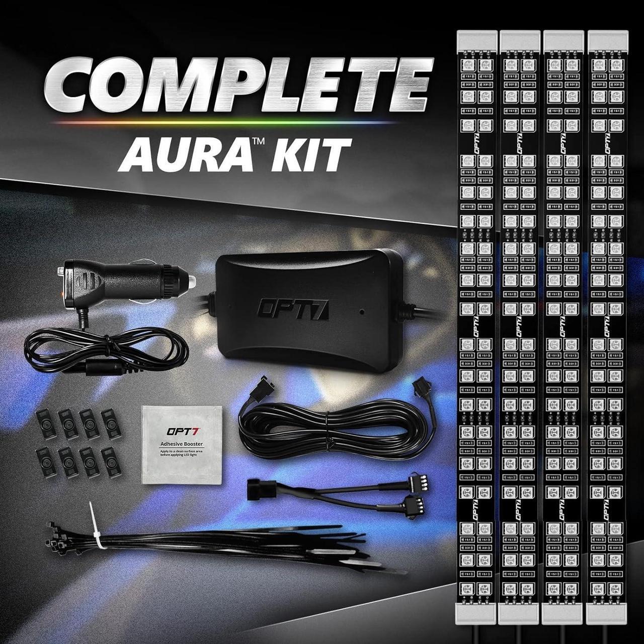 Alt view image 7 of 7 - Aura Pro Double Row Car LED Lights Interior with APP Control, Multicolor Mode, Sound Active Function Inside Ambient Lighting Kit, Footwell Floor Decor, Car Charger Adapter 12V, 4pc