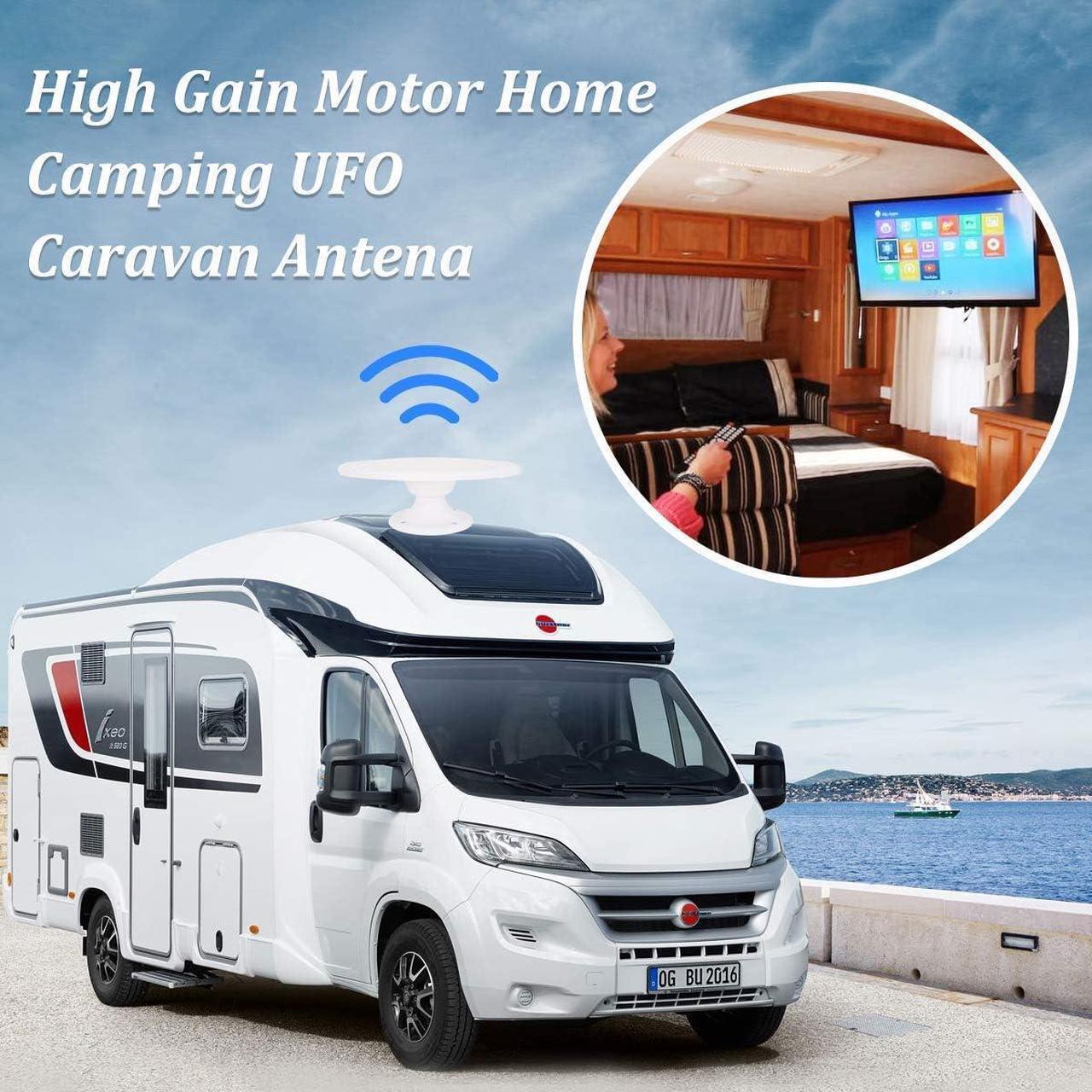 Alt view image 7 of 7 - RV TV Antenna Outdoor Digital HDTV Antenna, Amplifier Signal Booster 16ft Coaxial Cable - for Camper, RV Trailer Truck Caravan Boat