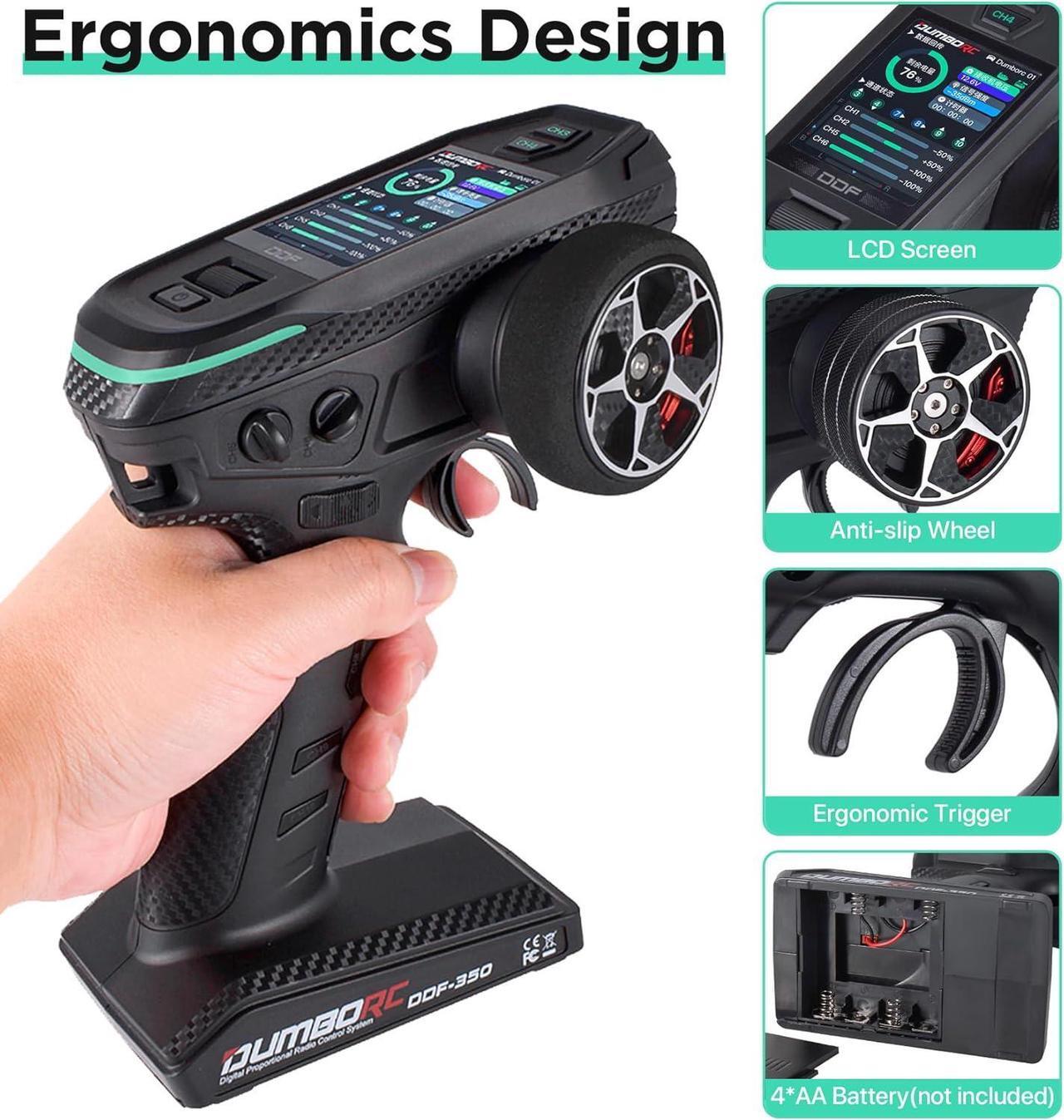 Alt view image 6 of 7 - RC Radio Transmitter and Receiver 10 Channel DDF-350 with X10FG X6DCG Receiver 1 Lights HD Screen 10CH Remote Controller for RC Car Truck Crawler Boat Tank (2 Receiver 1 Lights)