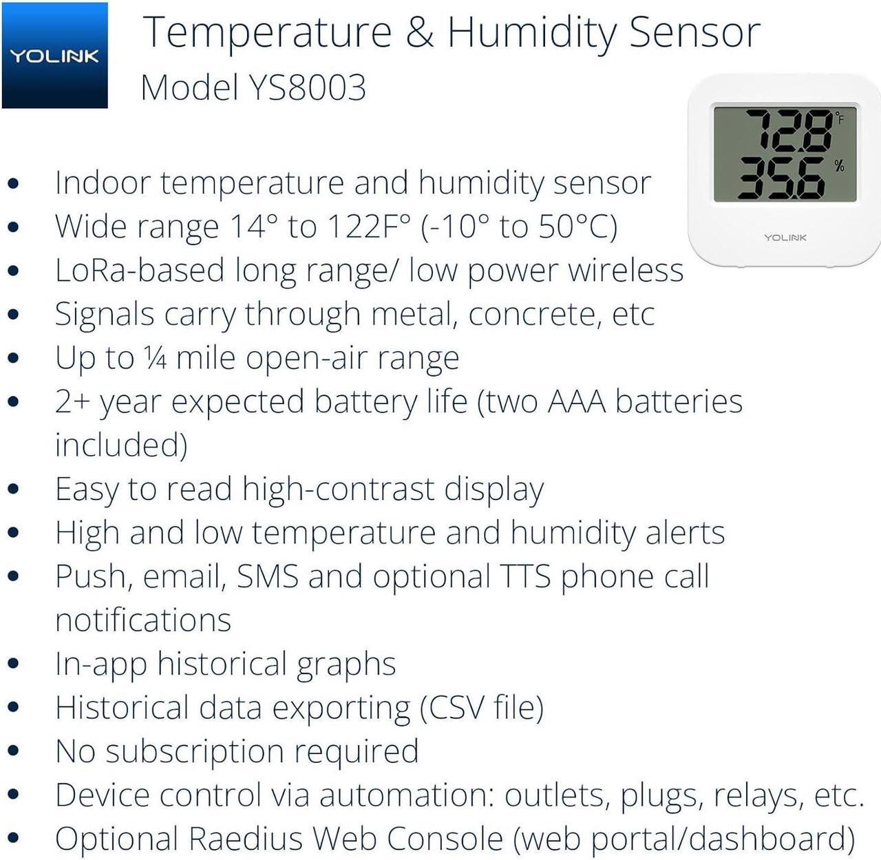 Alt view image 2 of 7 - Smart Wireless Temperature Sensor/Humidity Sensor Wide Range (-22 to 158 Degrees) for Freezer Fridge Monitoring Pet Cage/Tank Monitoring, Smartphone Alerts, Compatible with Alexa IFTTT - Hub Included