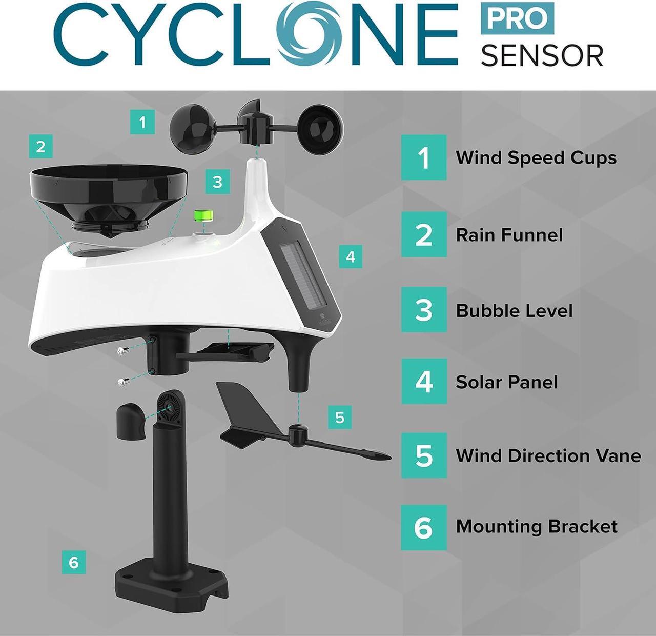 Alt view image 4 of 7 - La Crosse Technology Professional Smart Wi-Fi Weather Station with Remote Monitoring (400 Foot Range), Wind and Rain Gauges, Temperature and Humidity Sensors, and Forecasting - V42-PRO-INT