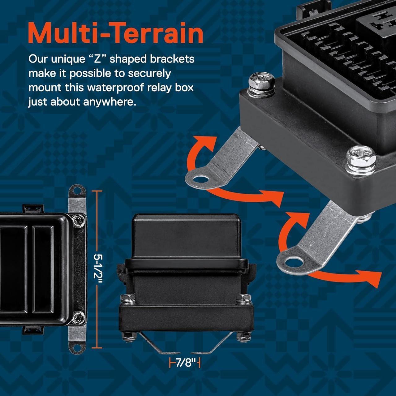 Alt view image 3 of 7 - 12V Auto Waterproof Fuse 5-Pin Relay Box Block Kit w/ 12AWG + 16AWG Pre-Wired Harness [Bosch Style Relays & Fuses] Universal Relay Panel for DC Automotive Vehicles Cars Marine Boat Jeep UTV