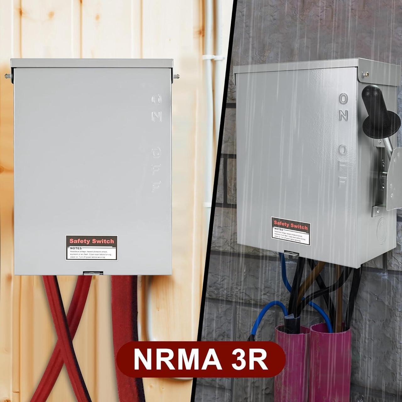 Alt view image 7 of 7 - 200-Amp, 3 Pole 120V/240V General Safety Switch, Non-Fused AC Disconnect Switch Box, Outdoor&Indoor, NEMA-3R Enclosure, Anti Corrosion and Rust Prevention with Ground Kit (200A)