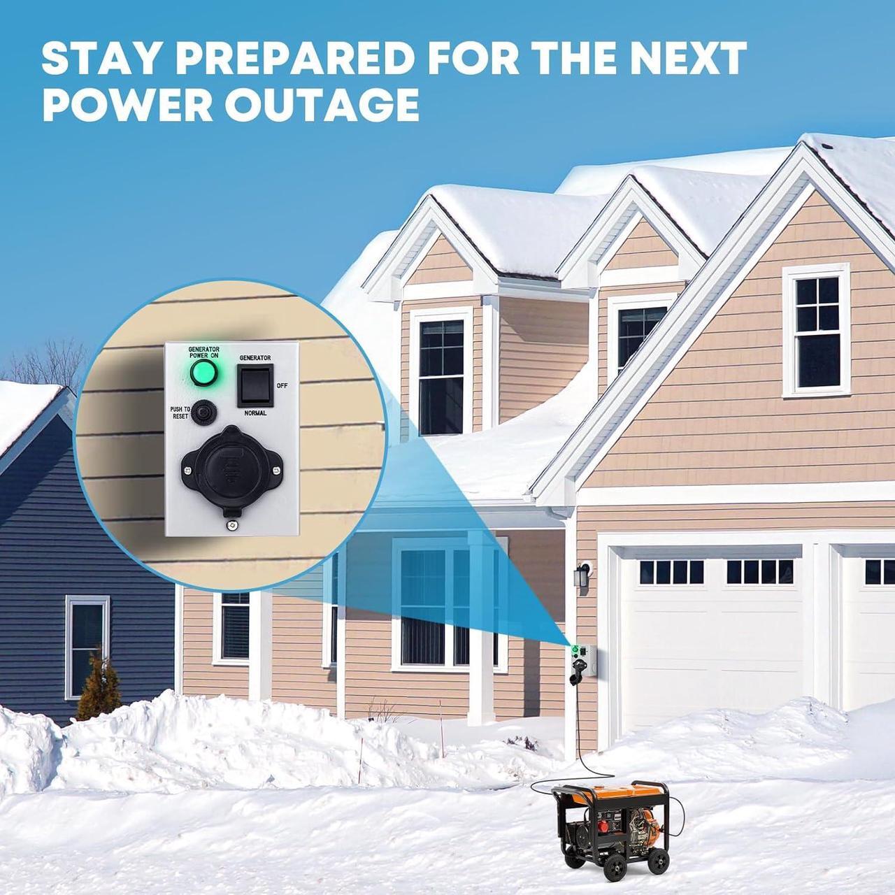 Alt view image 7 of 7 - 20 Amp Generator Transfer Switch 125V Power Inlet Box Weatherproof, NEMA 5-20P Inlet Circuit Breaker, Predrilled Manual Transfer Switcher Power Inlet Box for Indoor Outdoor Use, ETL Listed